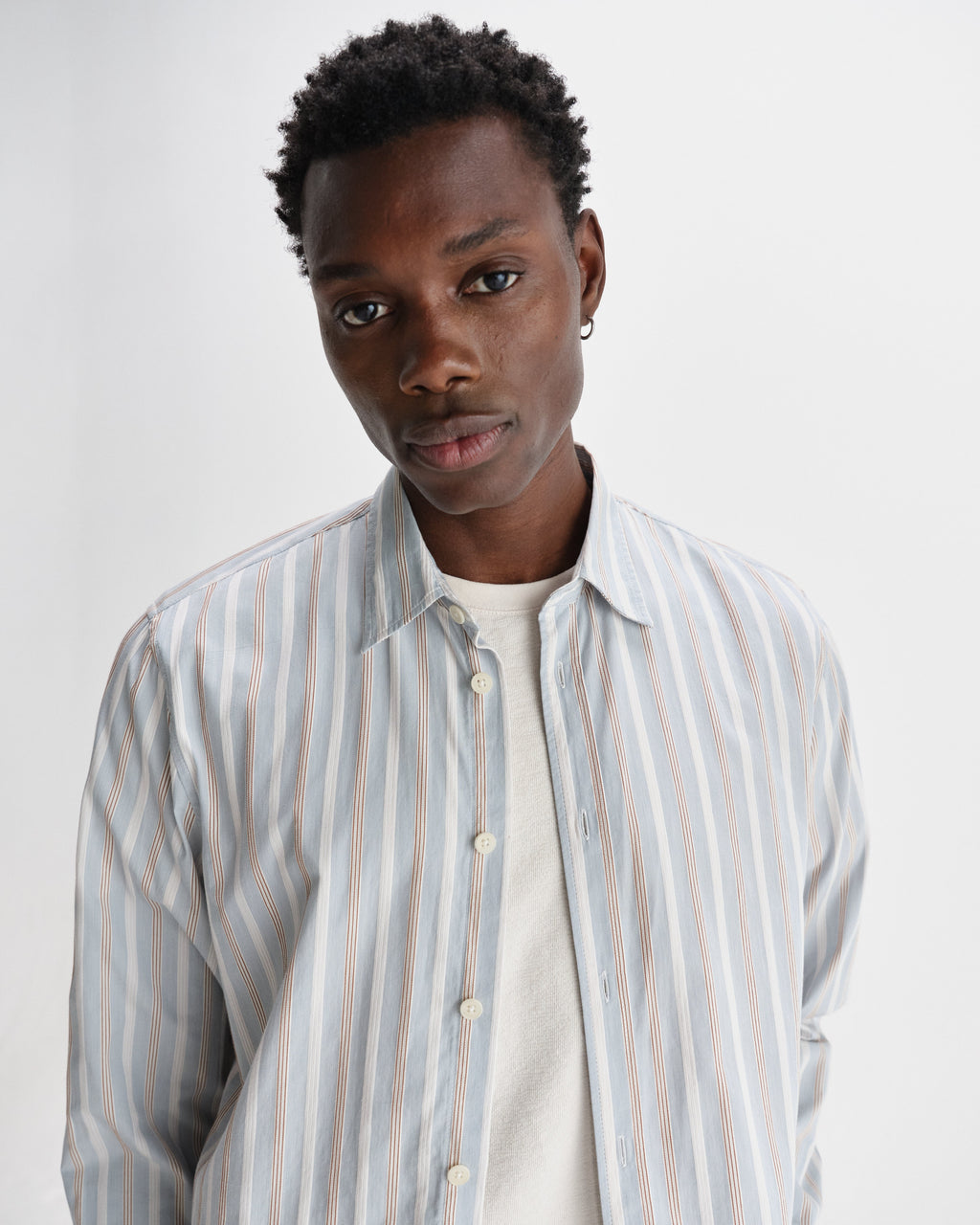 Shelly - Light Blue Dobby Stripe Cotton Shirt