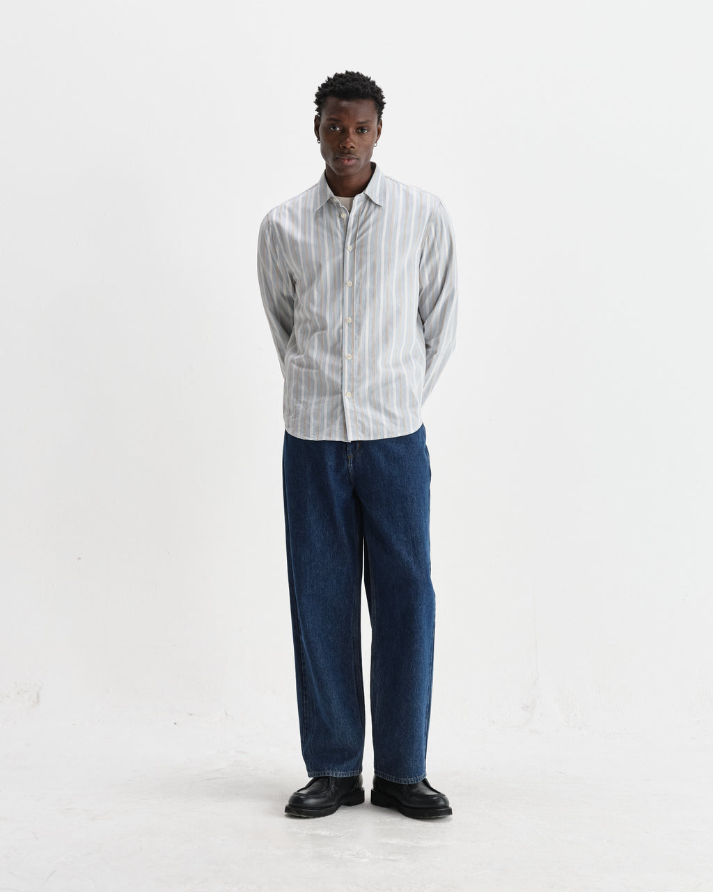 Shelly - Light Blue Dobby Stripe Cotton Shirt