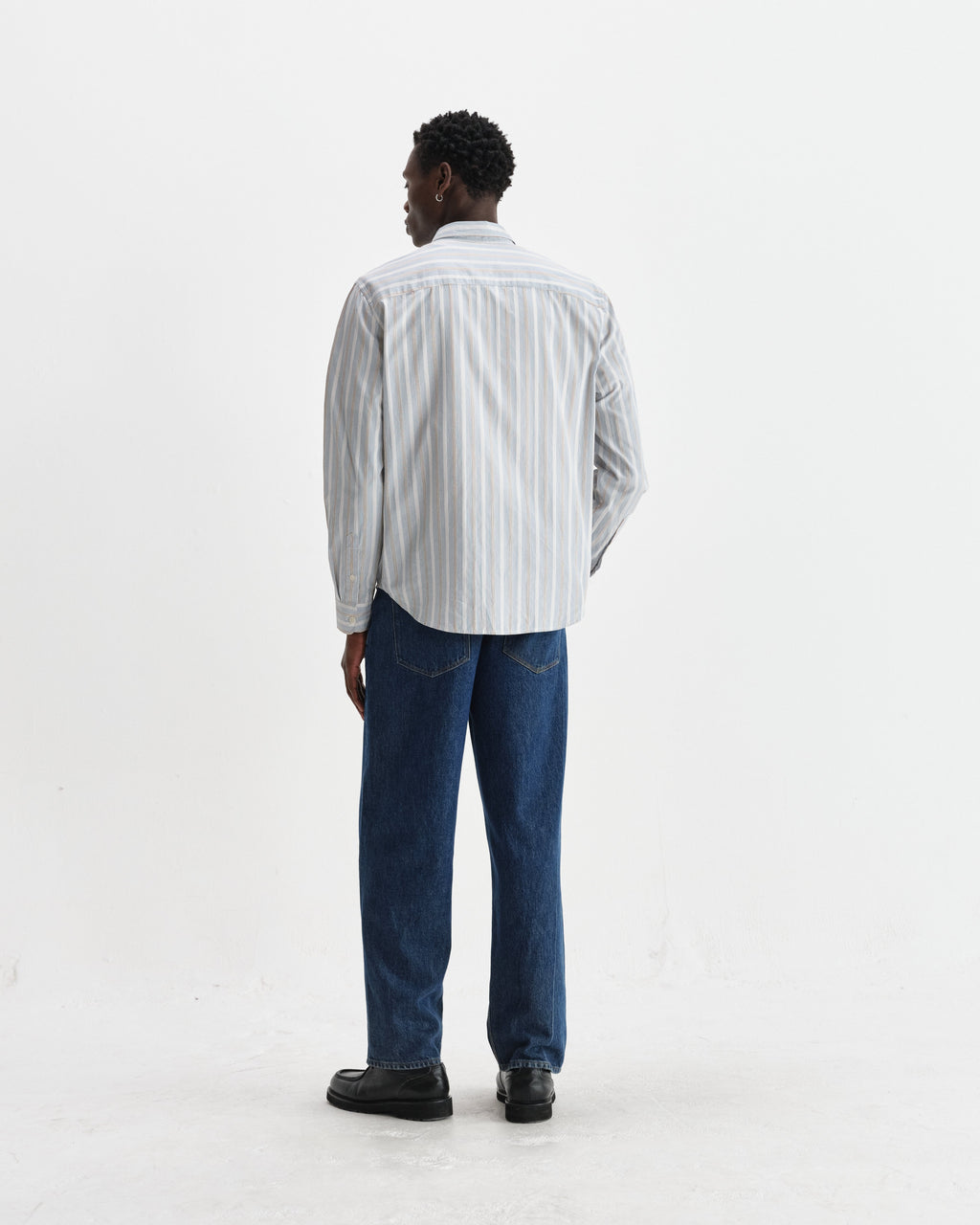 Shelly - Light Blue Dobby Stripe Cotton Shirt