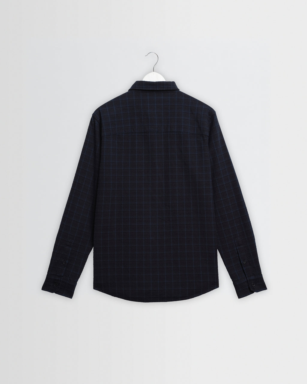 Shelly - Navy And Black Check Dobby Cotton Shirt