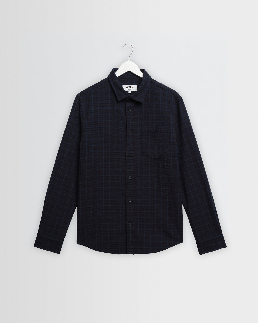 Shelly - Navy And Black Check Dobby Cotton Shirt