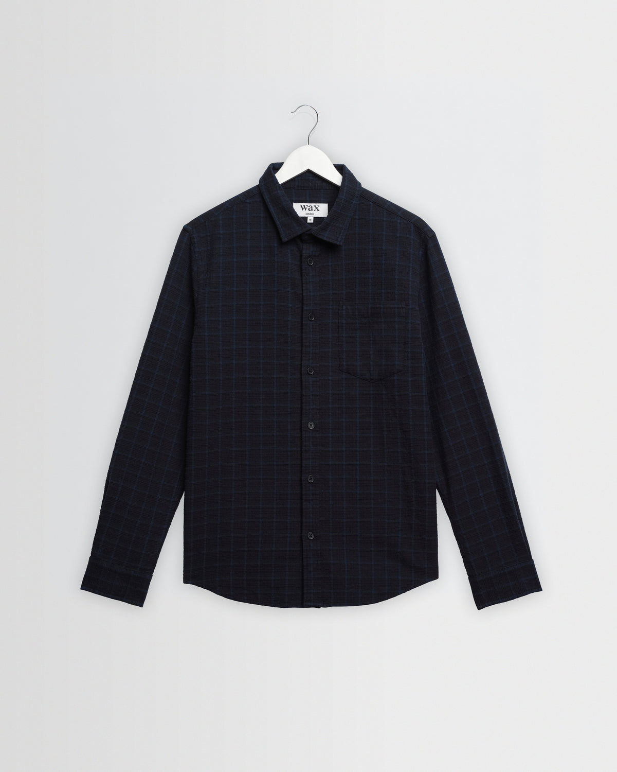 Shelly - Navy And Black Check Dobby Cotton Shirt