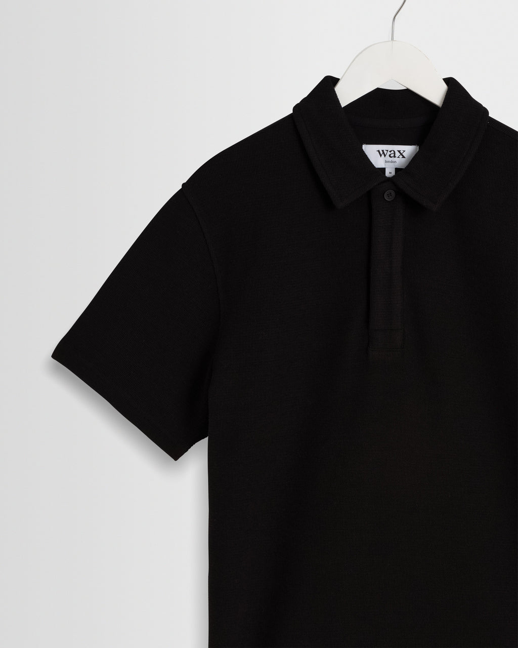 Shore - Black Textured Short-Sleeve Polo Shirt