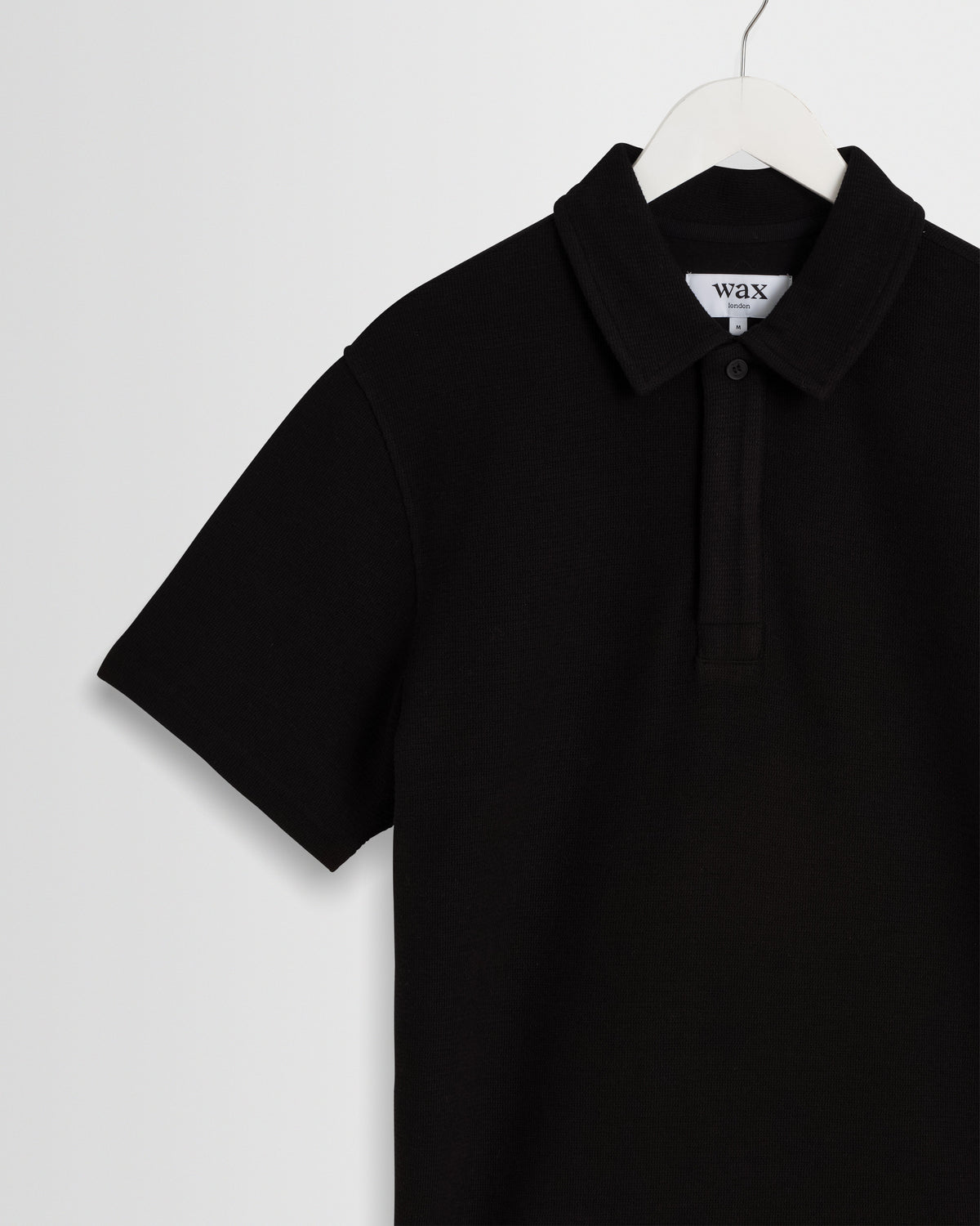 Shore - Black Textured Short-Sleeve Polo Shirt