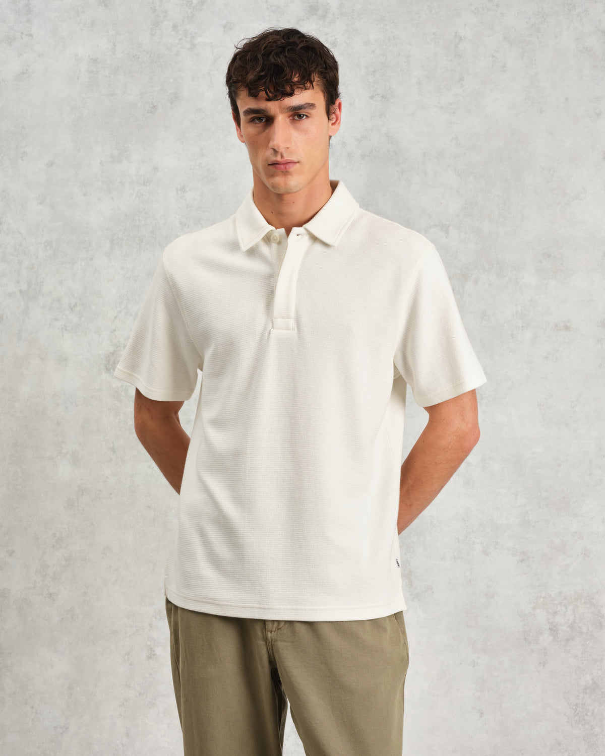 Shore - Ecru Textured Organic Cotton Polo Shirt