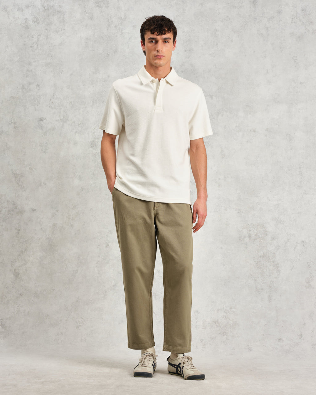 Shore - Ecru Textured Organic Cotton Polo Shirt