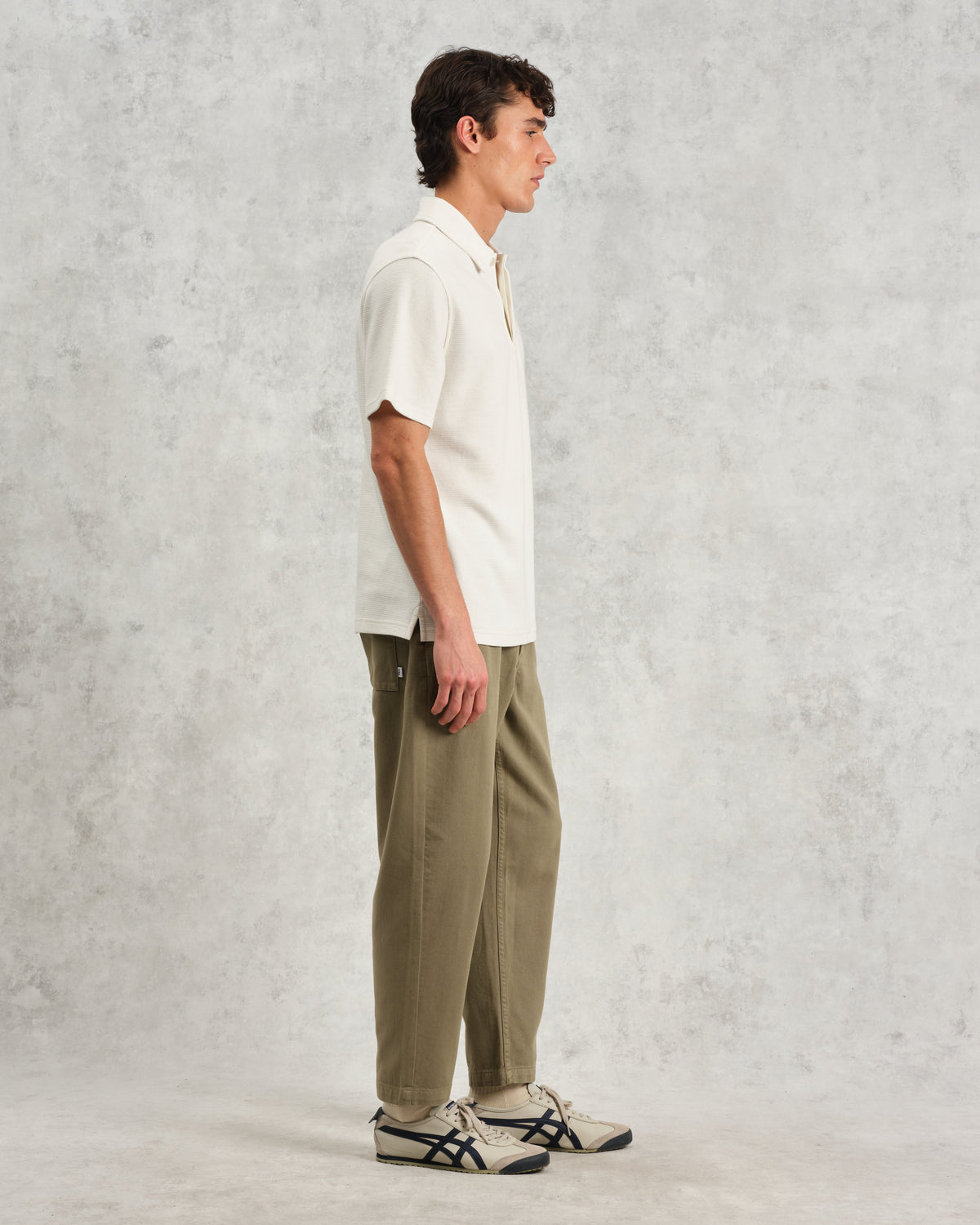 Shore - Ecru Textured Organic Cotton Polo Shirt