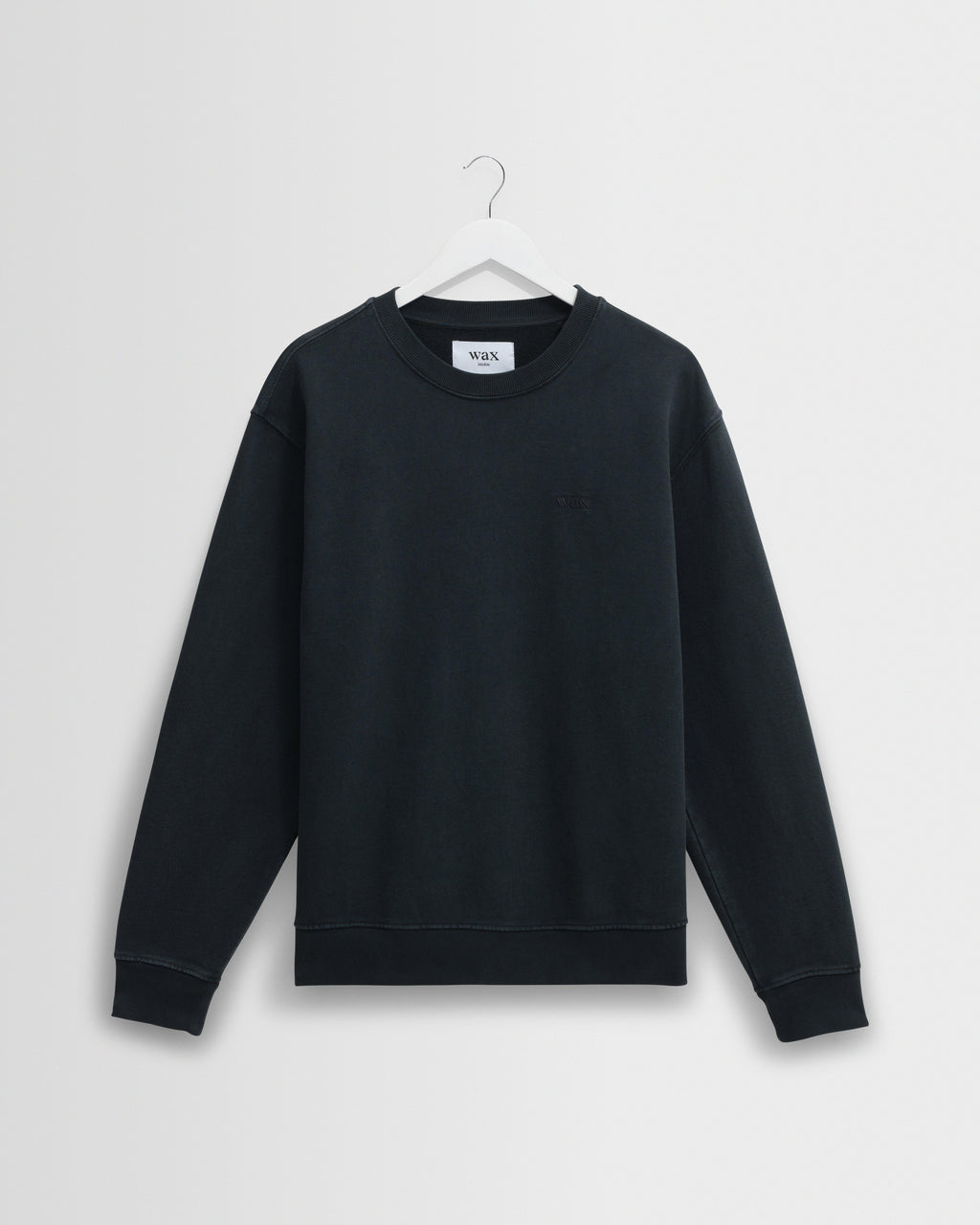 Sidney - Washed Black Brushed Organic Cotton Sweatshirt