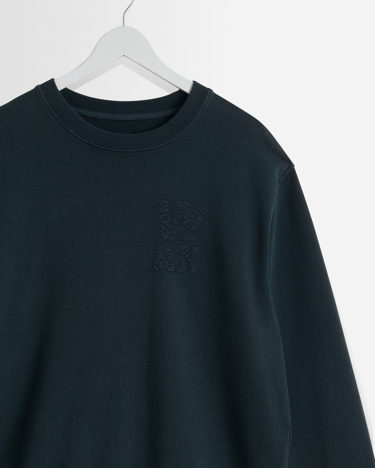 Sidney - Washed Black Embroidered Loopback Cotton Sweatshirt