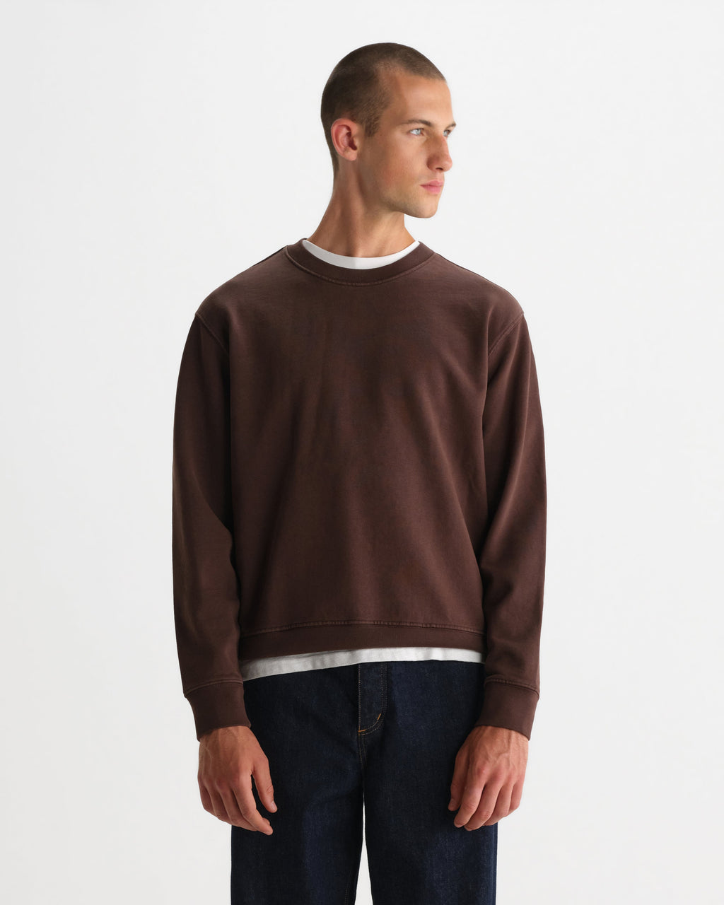 Sidney - Washed Brown Loopback Cotton Sweatshirt