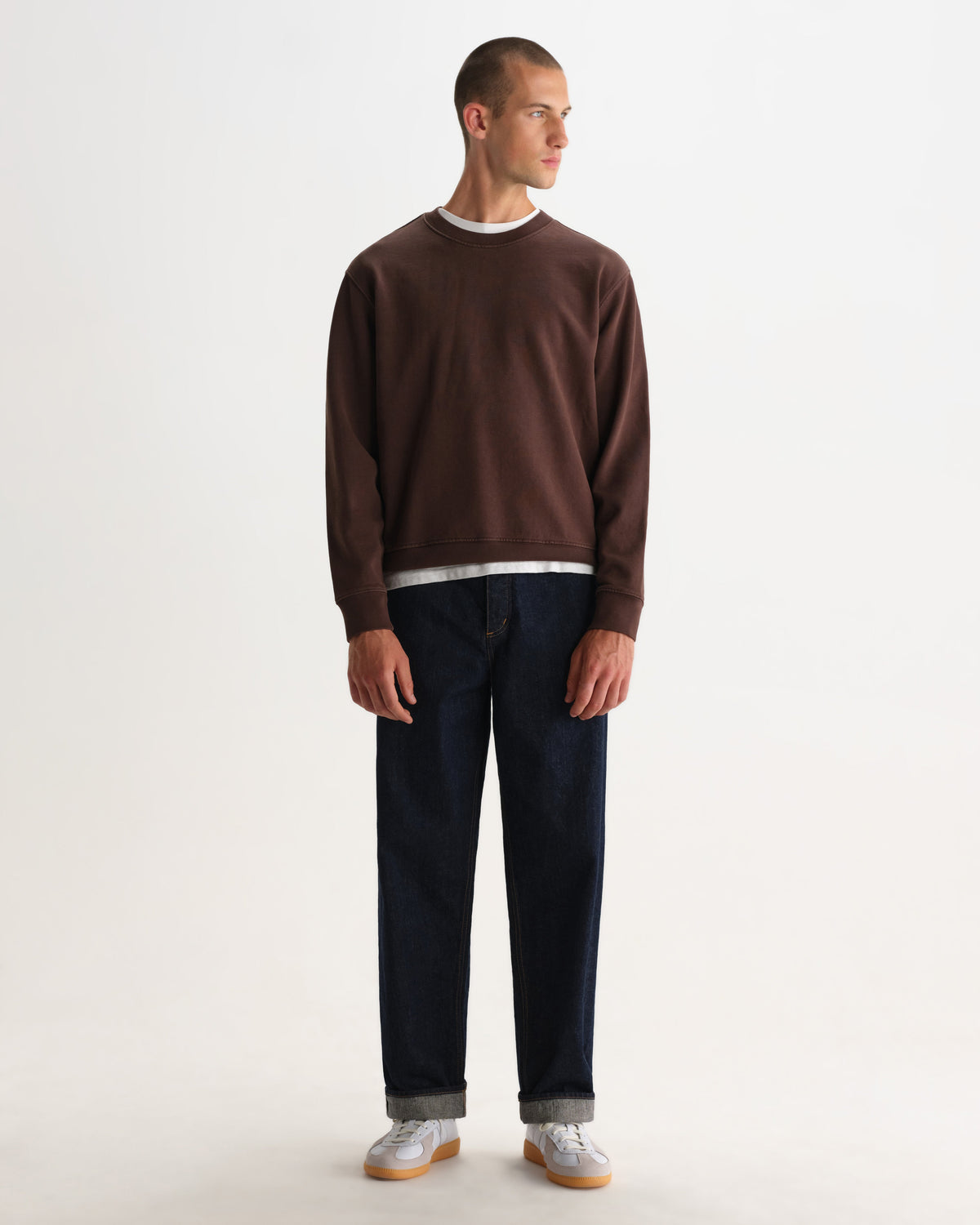 Sidney - Washed Brown Loopback Cotton Sweatshirt