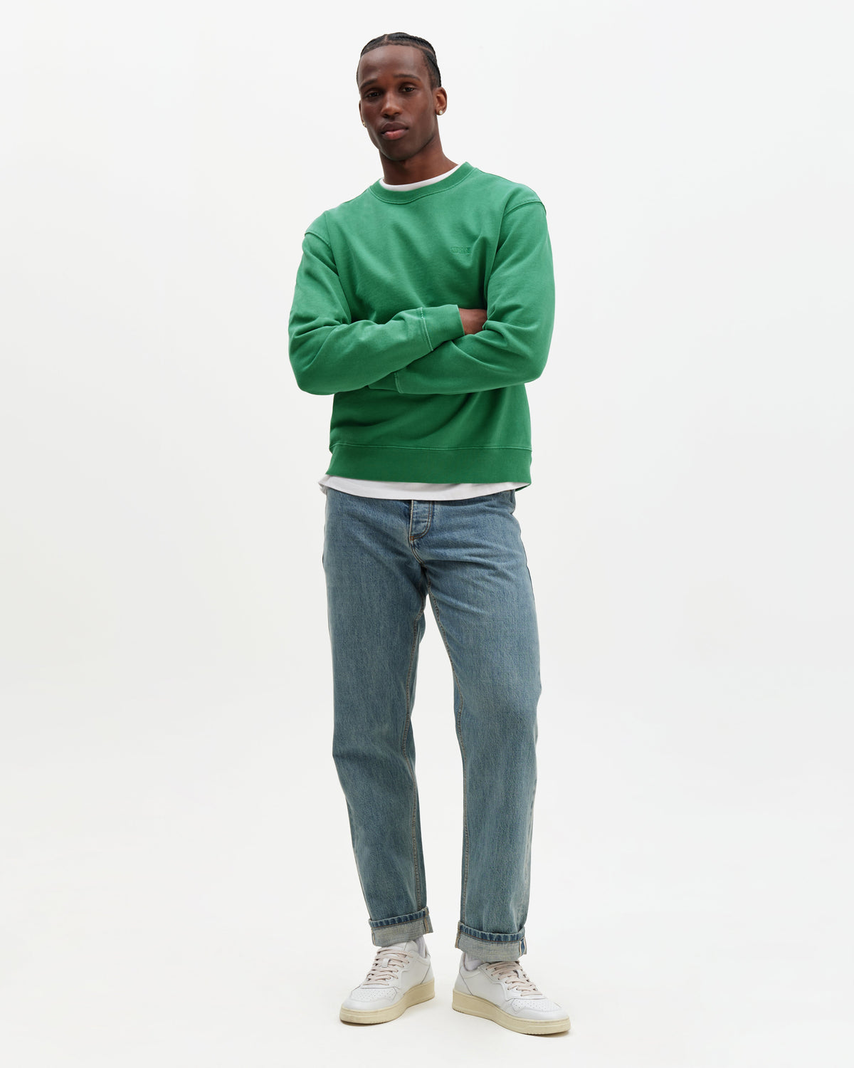 Sidney - Washed Green Loopback Cotton Sweatshirt