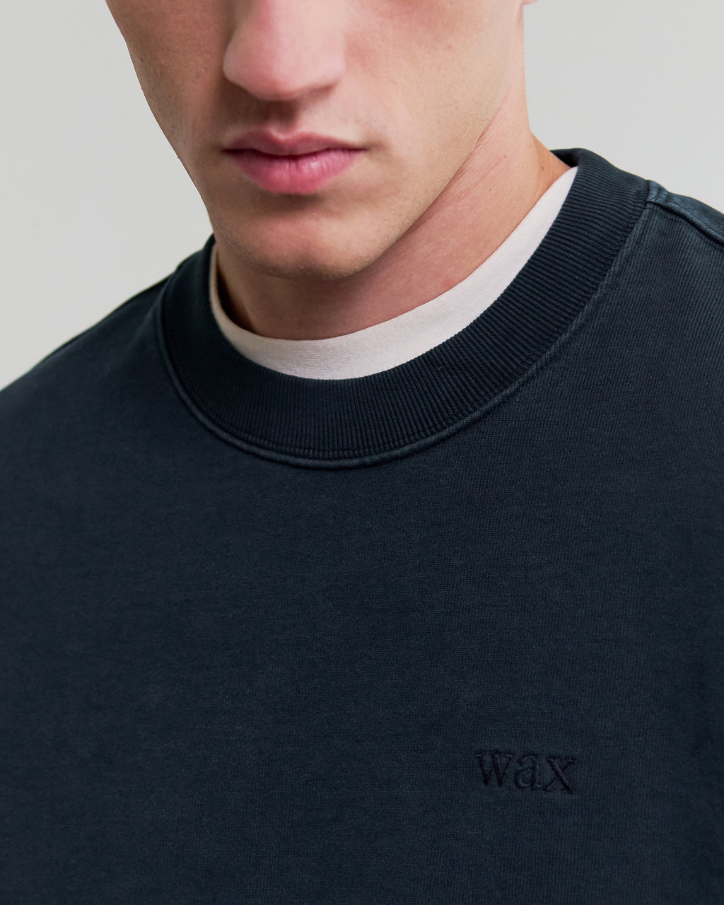 Sidney - Washed Navy Loopback Cotton Sweatshirt