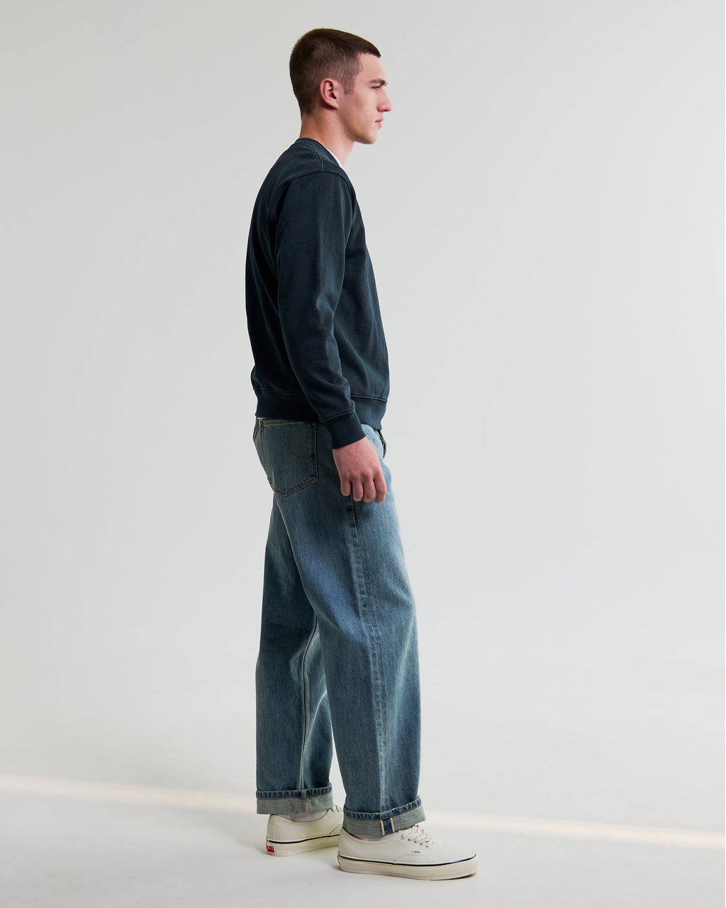 Sidney - Washed Navy Loopback Cotton Sweatshirt