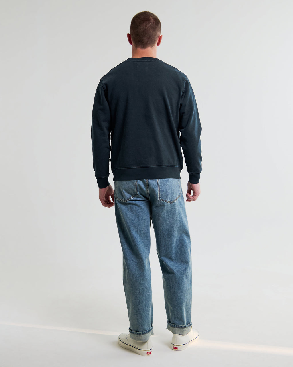 Sidney - Washed Navy Loopback Cotton Sweatshirt