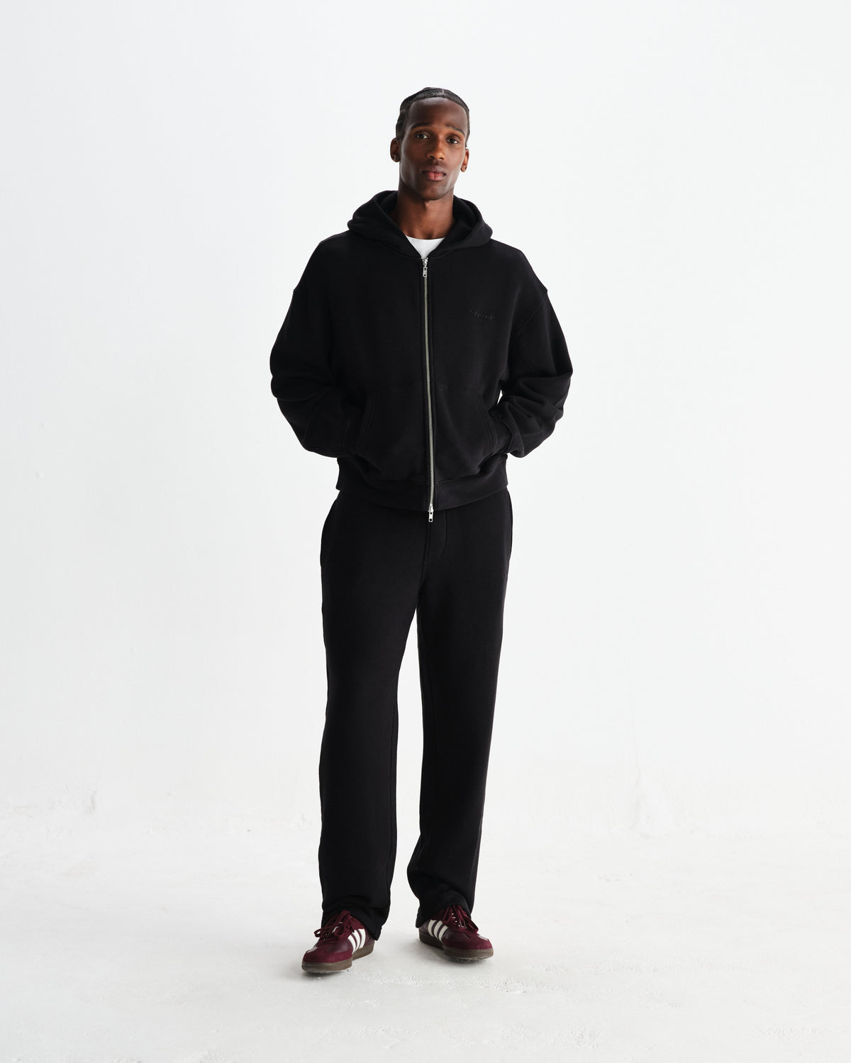 Ska - Black Embroidered Logo Loopback Cotton Joggers