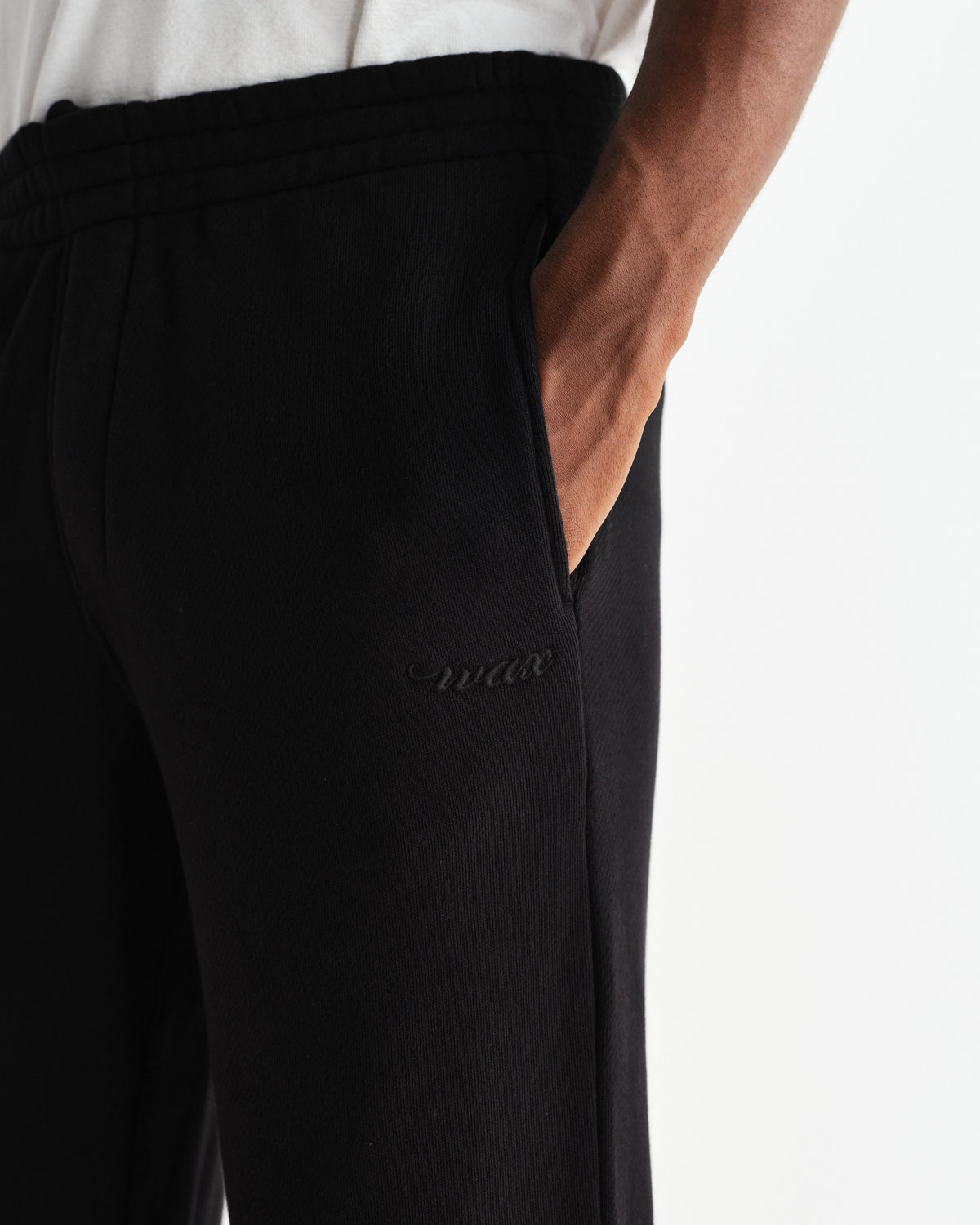 Ska - Black Embroidered Logo Loopback Cotton Joggers