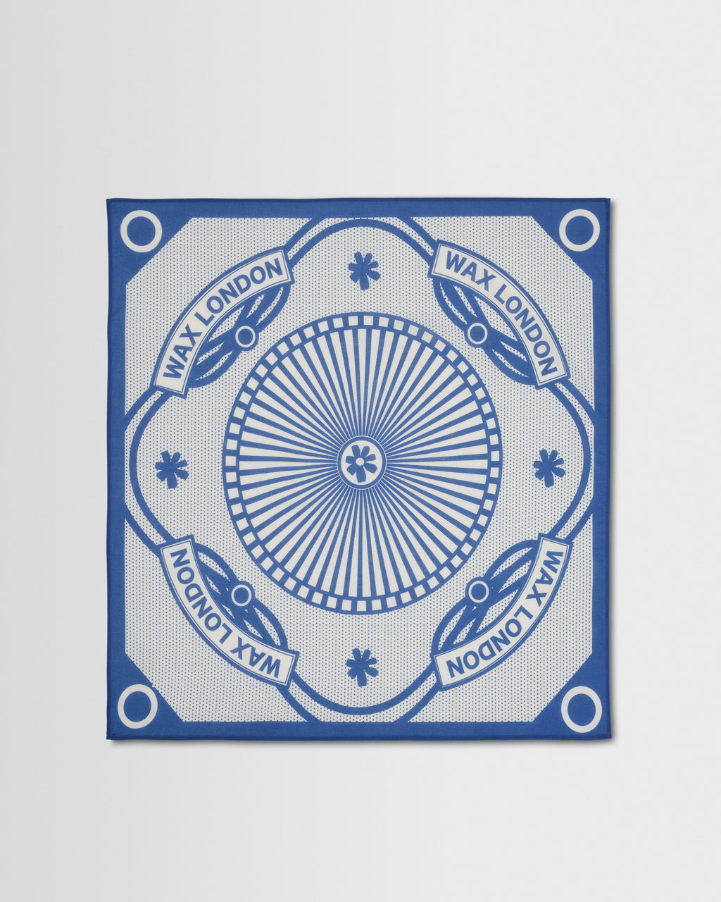 Sloane - Ecru And Blue Wax Bandana Neck Scarf