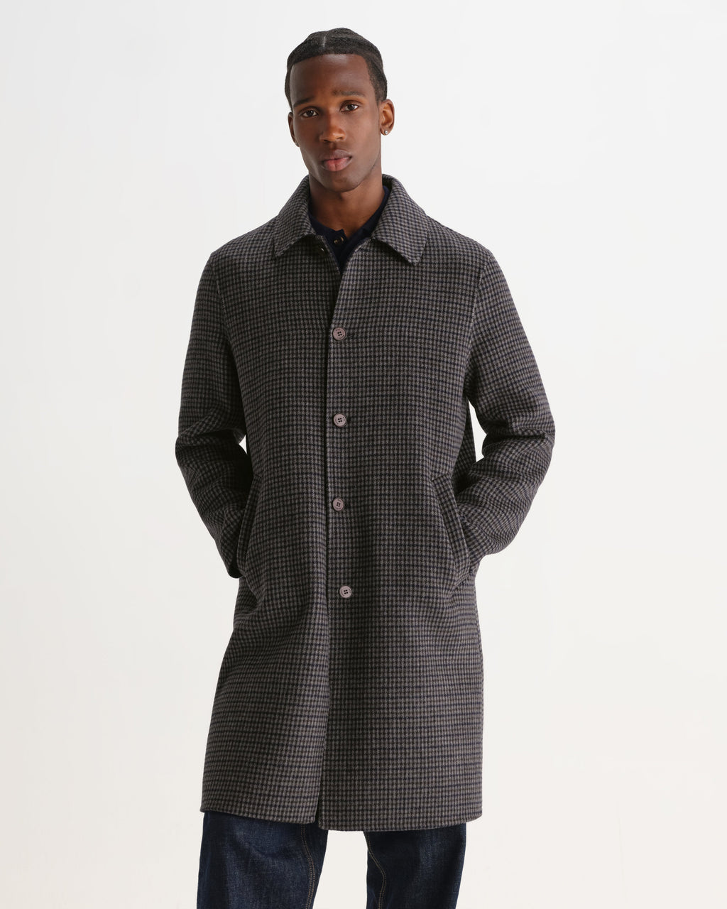 Stan - Navy And Brown Double Face Car Coat