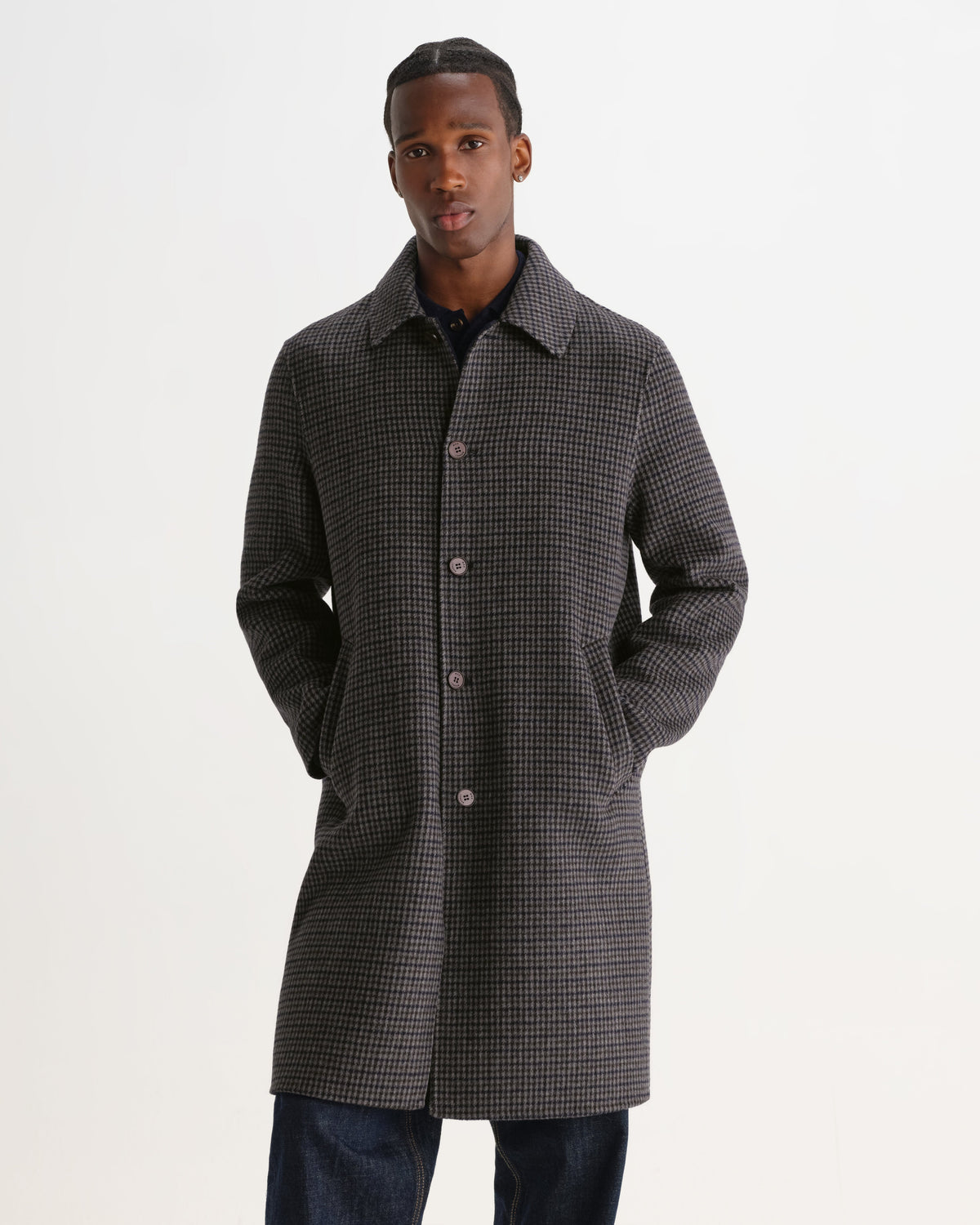 Stan - Navy And Brown Double Face Car Coat