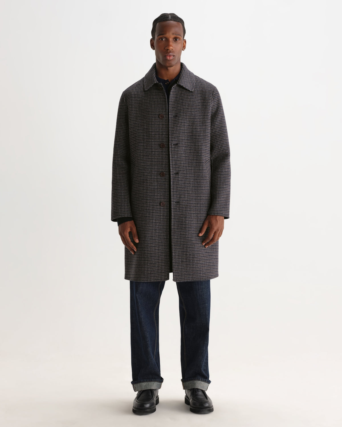 Stan - Navy And Brown Double Face Car Coat