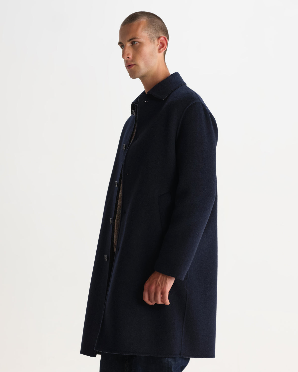 Stan - Navy Double Face Car Coat