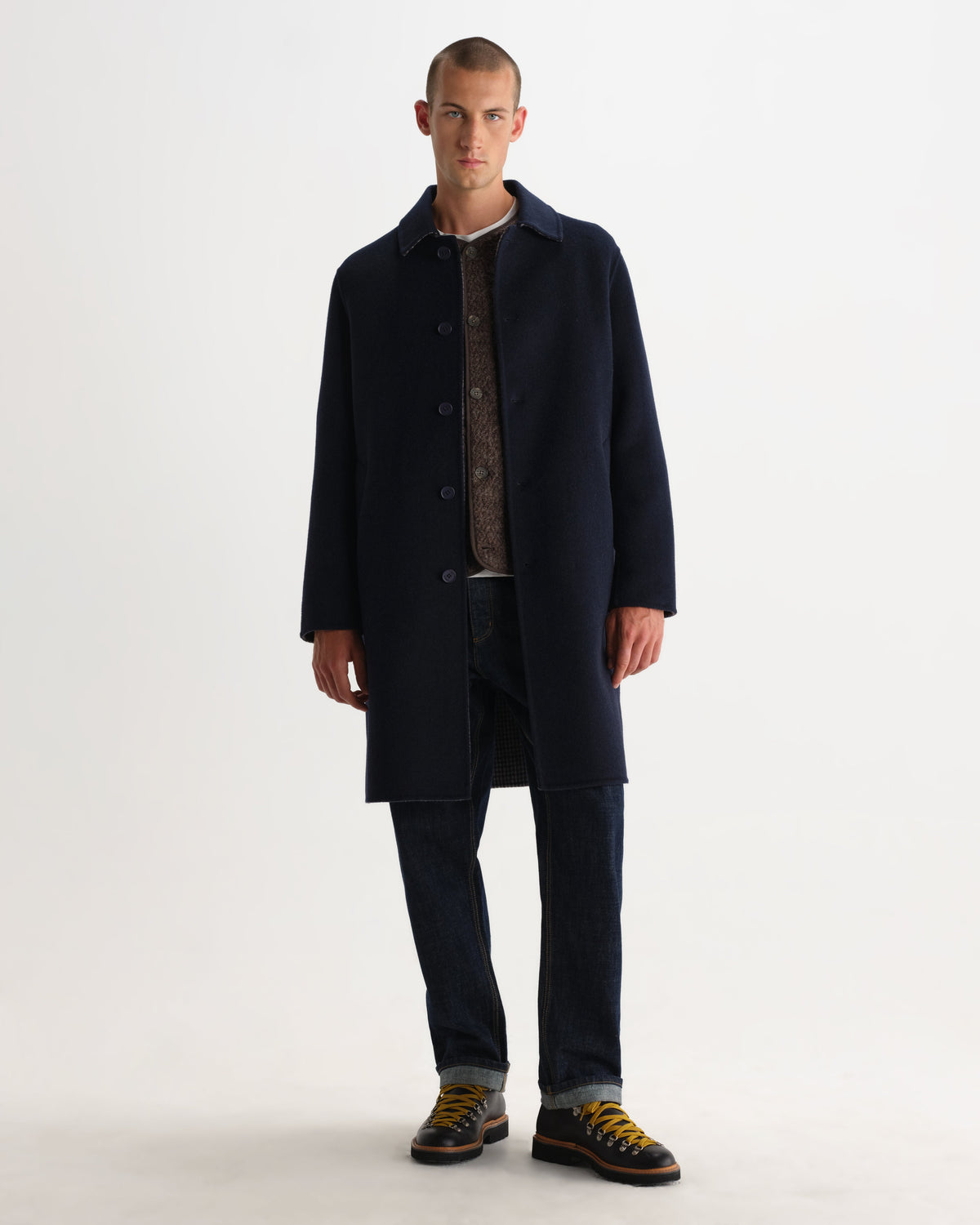 Stan - Navy Double Face Car Coat