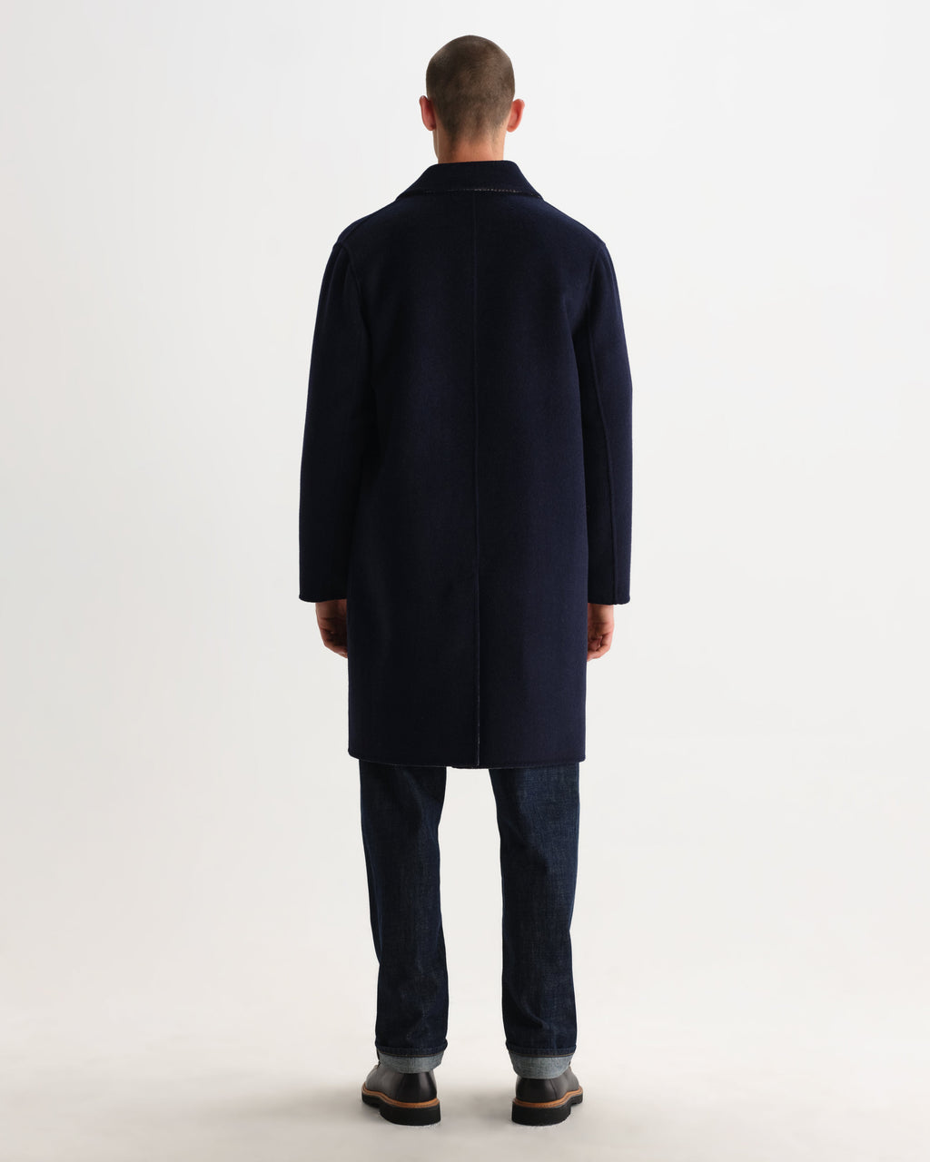Stan - Navy Double Face Car Coat