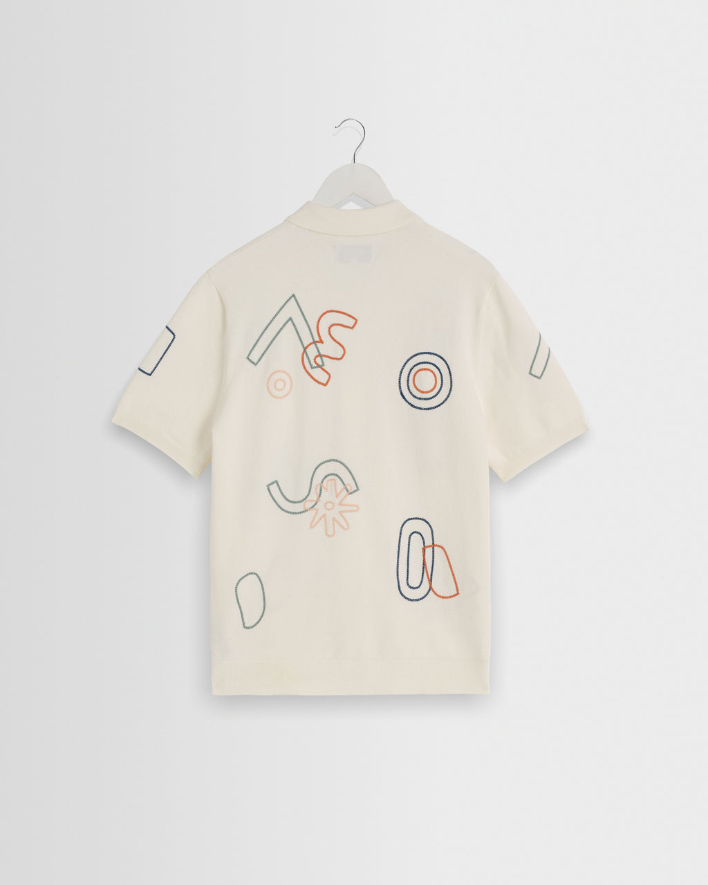 Tellaro - Ecru And Multicolour Shapes Embroidered Shirt