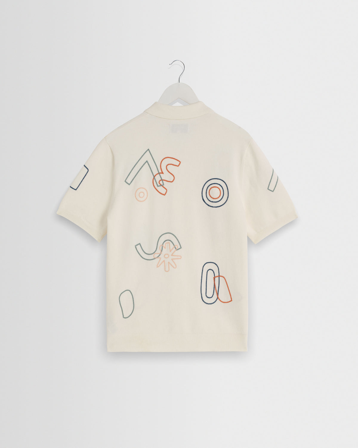 Tellaro - Ecru And Multicolour Shapes Embroidered Shirt