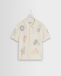 Tellaro - Ecru And Multicolour Shapes Embroidered Shirt