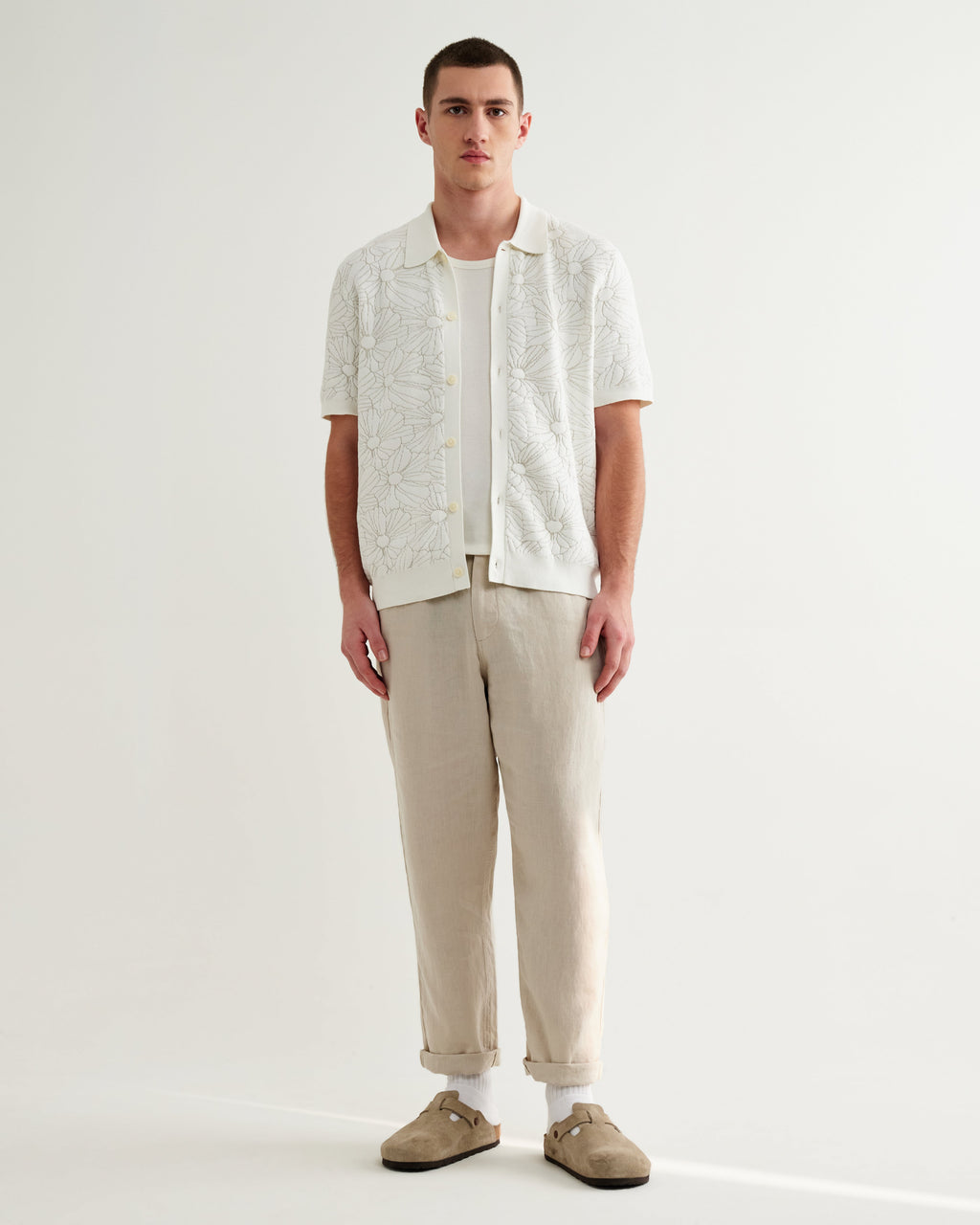 Tellaro - Ecru Flower Jacquard Shirt