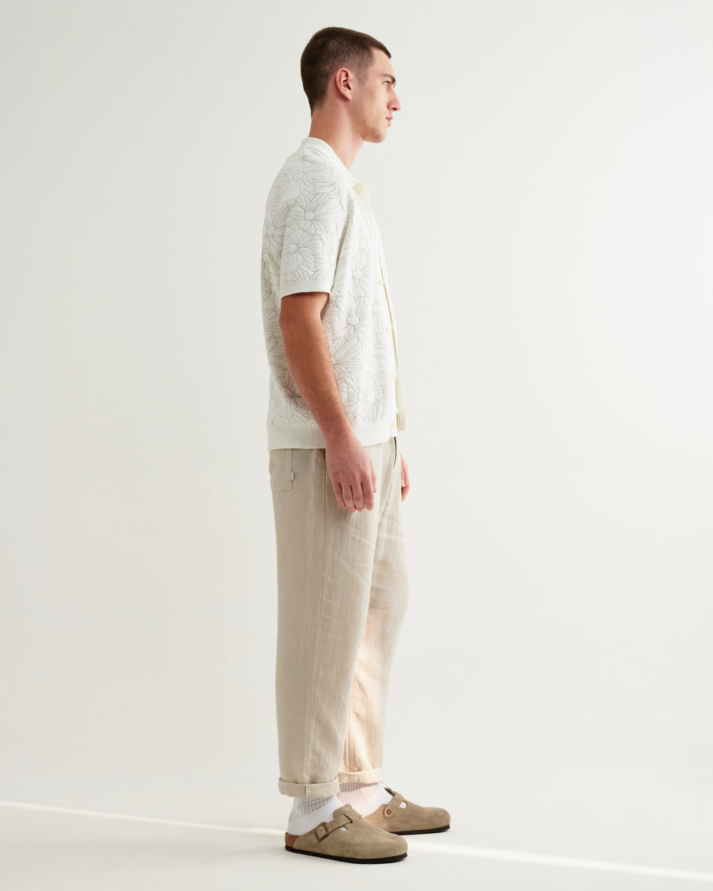 Tellaro - Ecru Flower Jacquard Shirt