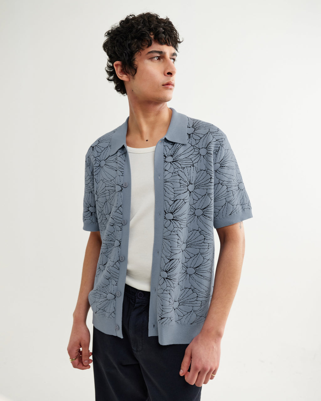 Tellaro - Light Blue Flower Jacquard Shirt