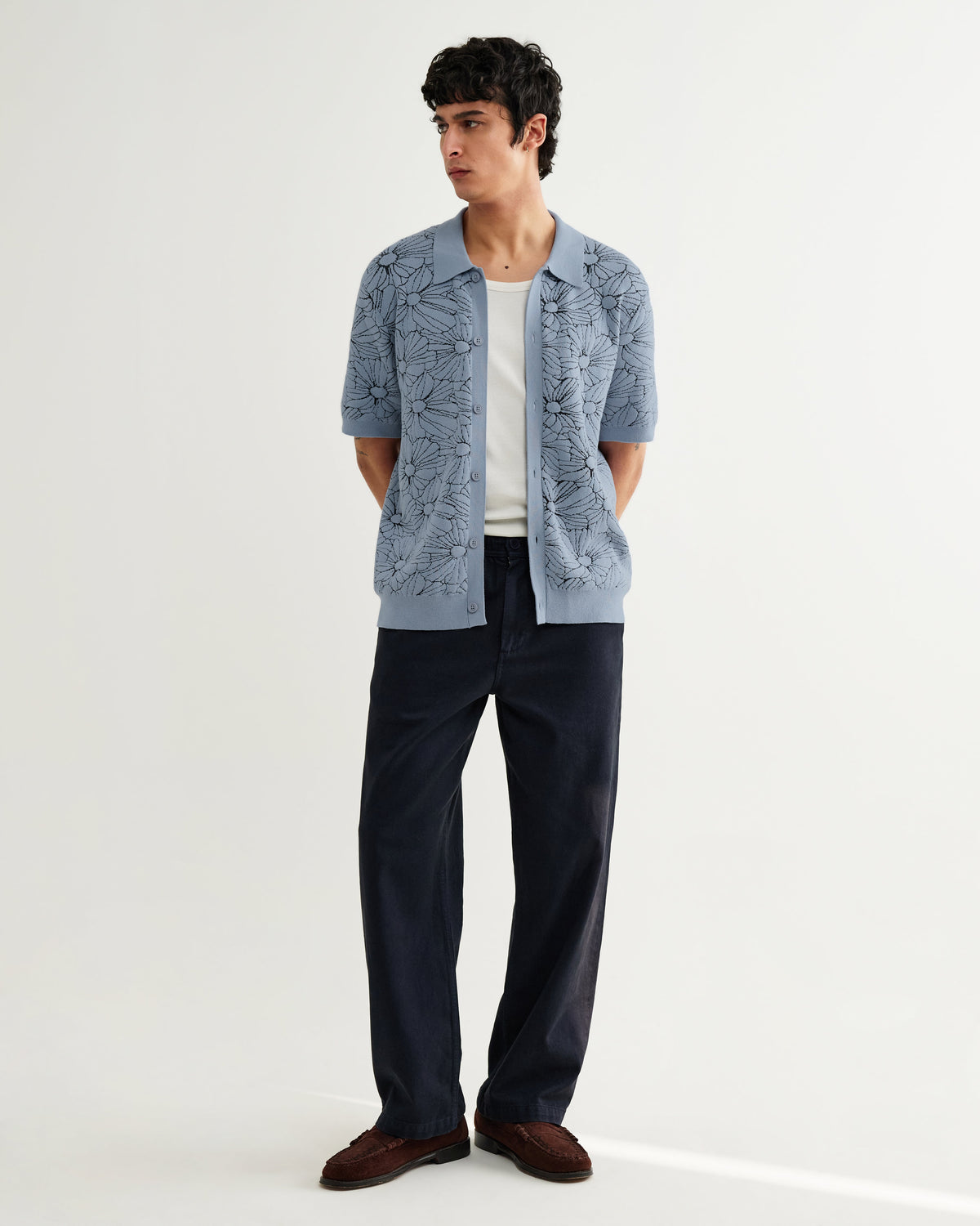Tellaro - Light Blue Flower Jacquard Shirt