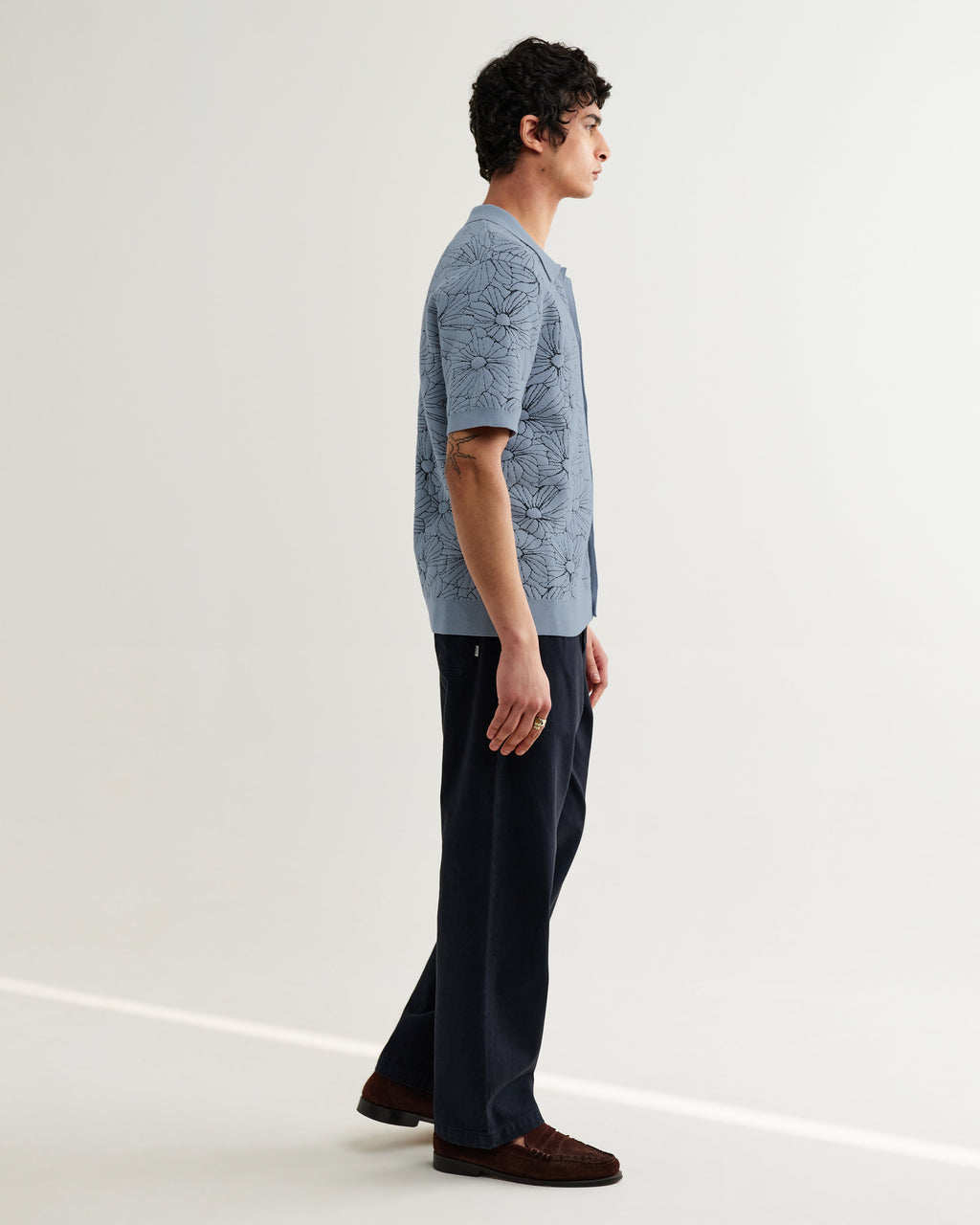 Tellaro - Light Blue Flower Jacquard Shirt