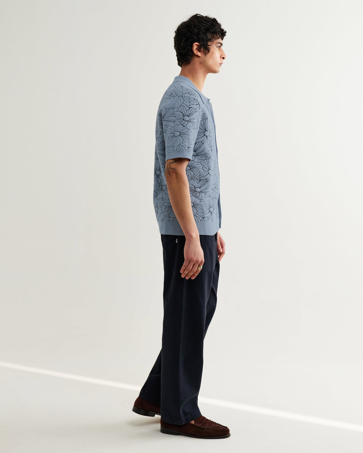 Tellaro - Light Blue Flower Jacquard Shirt