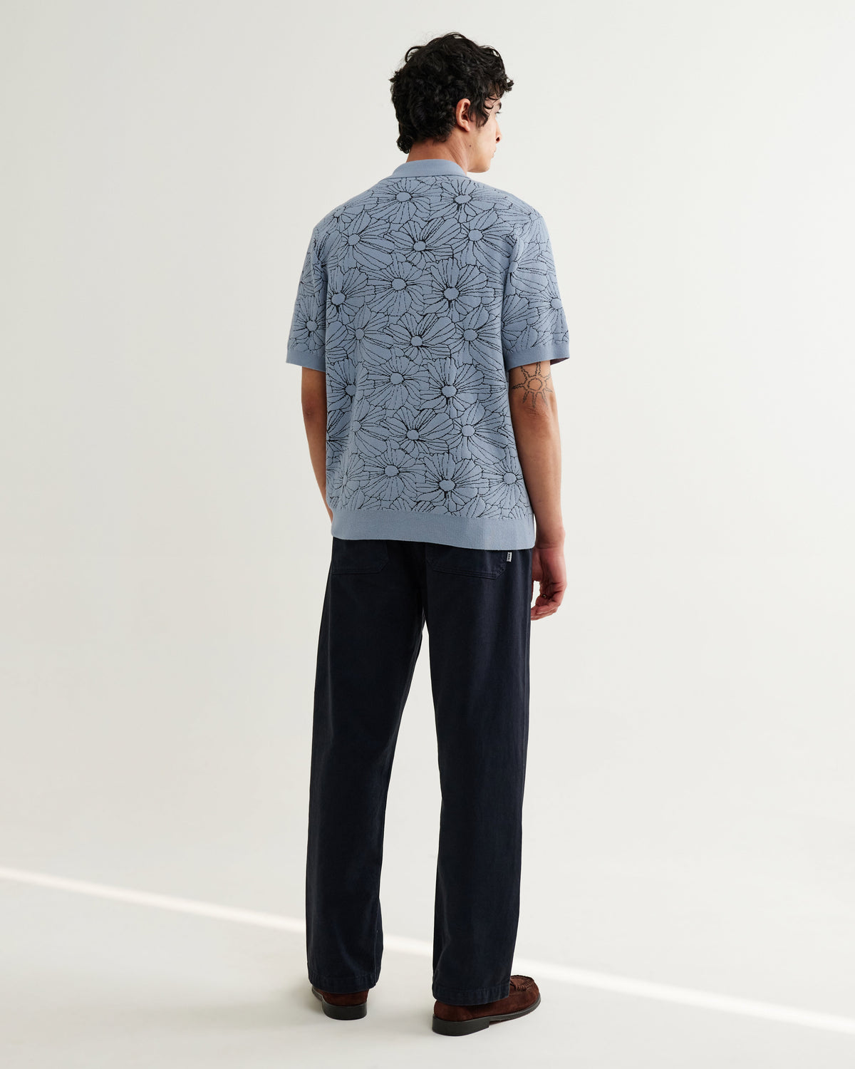Tellaro - Light Blue Flower Jacquard Shirt