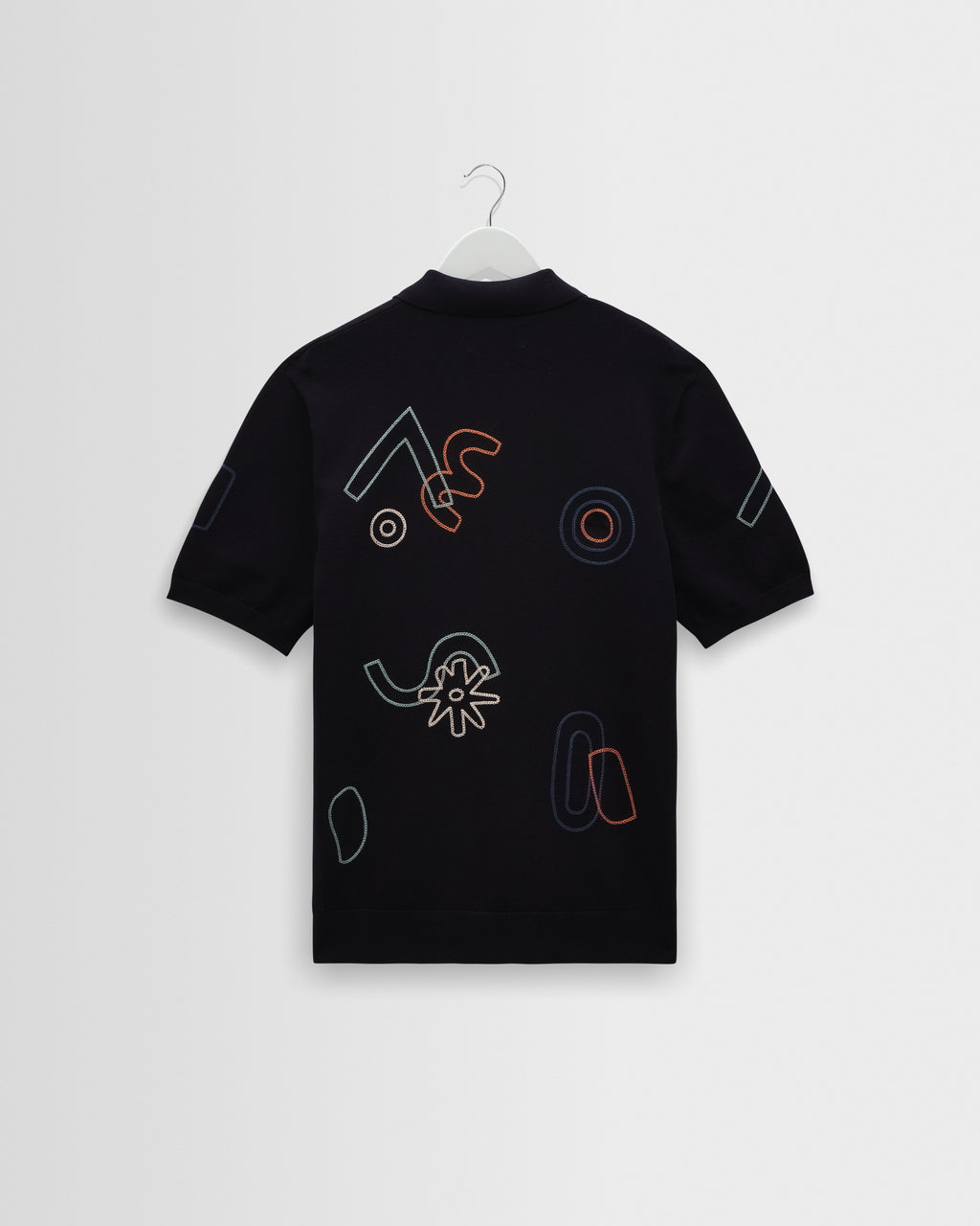Tellaro - Navy And Multicolour Shapes Embroidered Shirt
