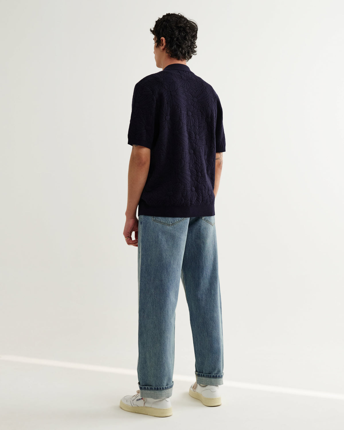 Tellaro - Navy Flower Jacquard Shirt