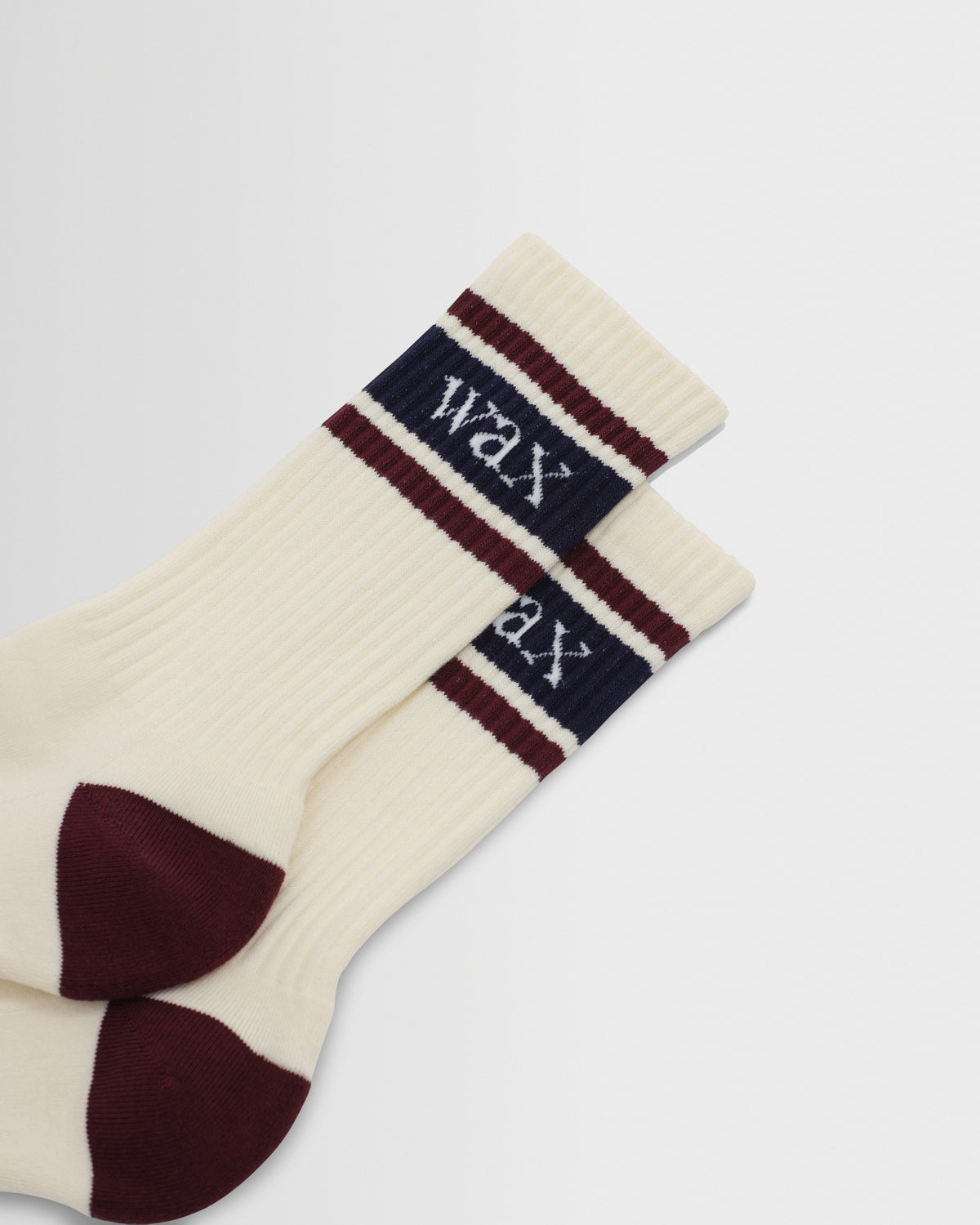 Thorpe - Ecru And Burgundy Branded Stripe Socks