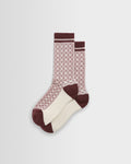Thorpe - Ecru And Burgundy Diamond Jacquard Socks