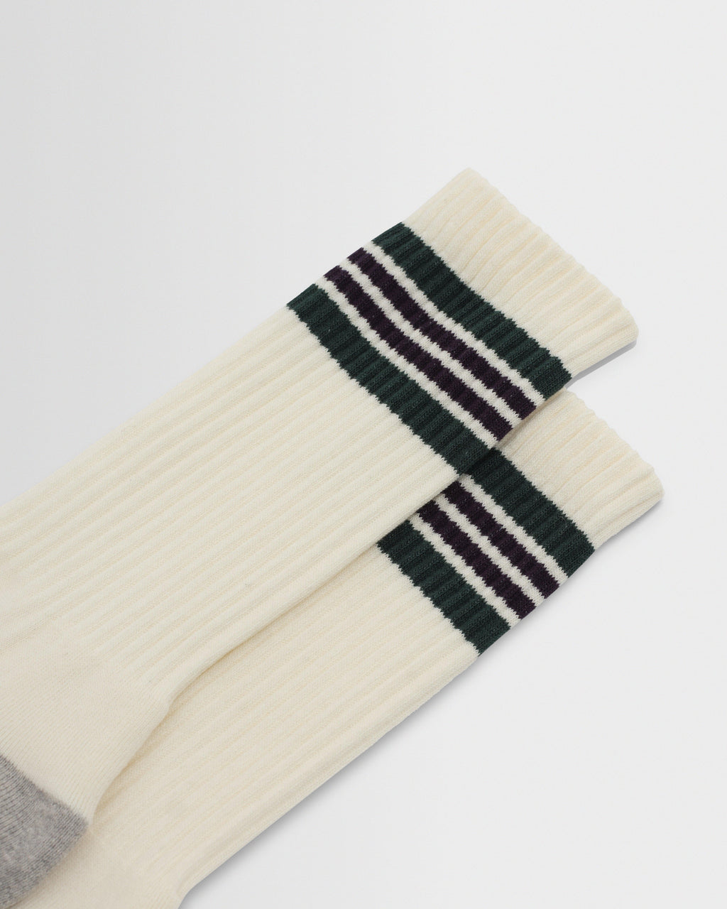 Thorpe - Ecru And Green Preppy Stripe Socks