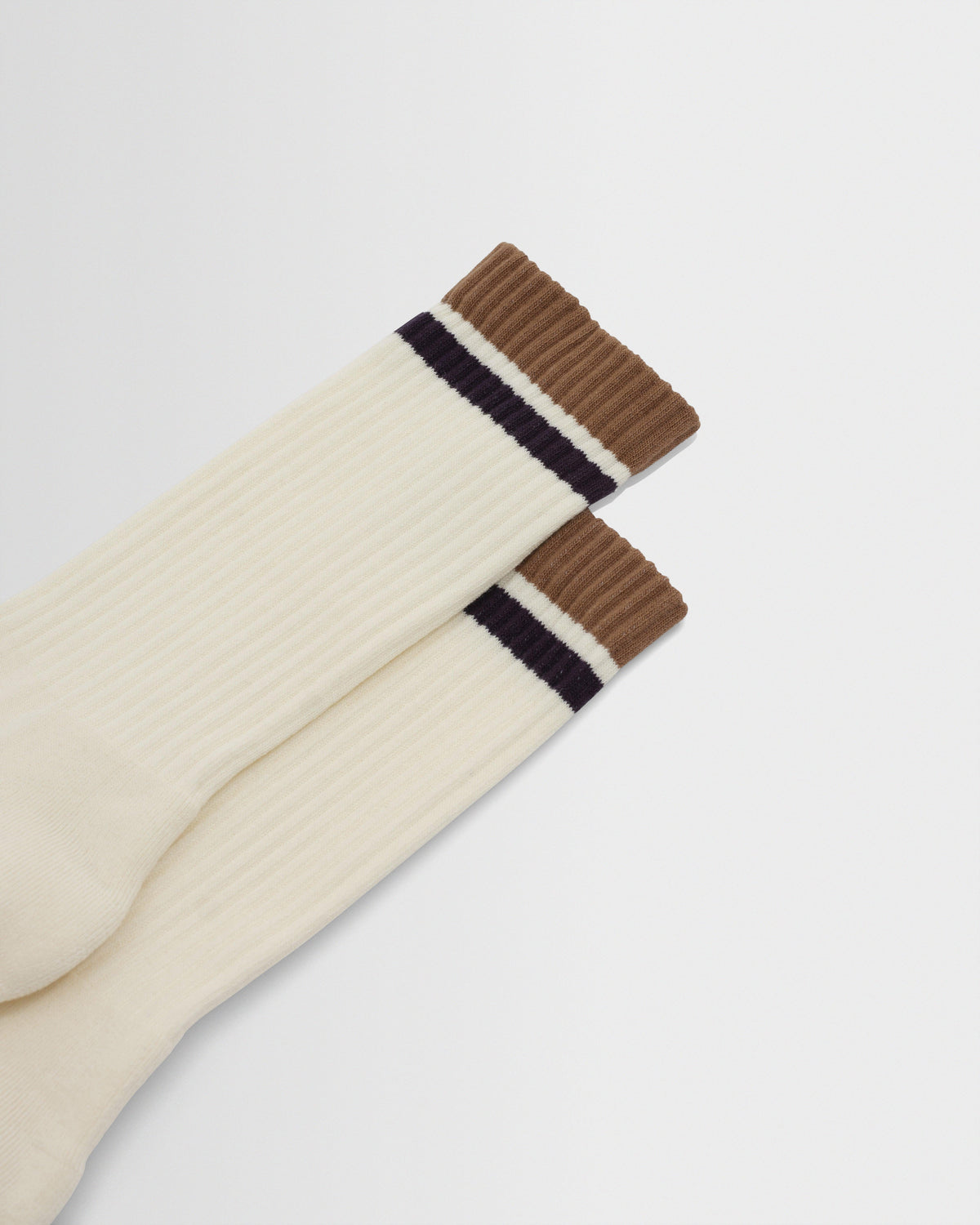 Thorpe - Ecru And Taupe Edge Stripe Socks