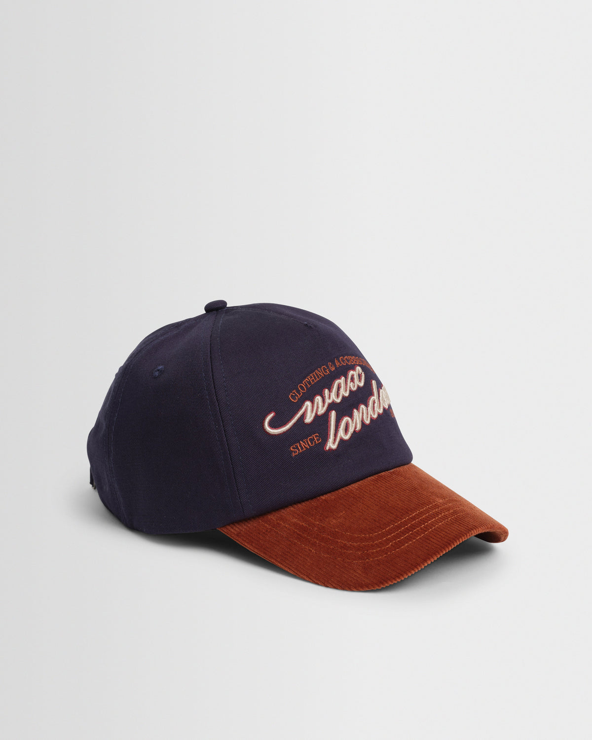Tranton - Navy And Rust Contrast Corduroy Trucker Cap