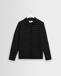 Tristan - Black And Charcoal Rib Check Long-Sleeve Knitted Polo
