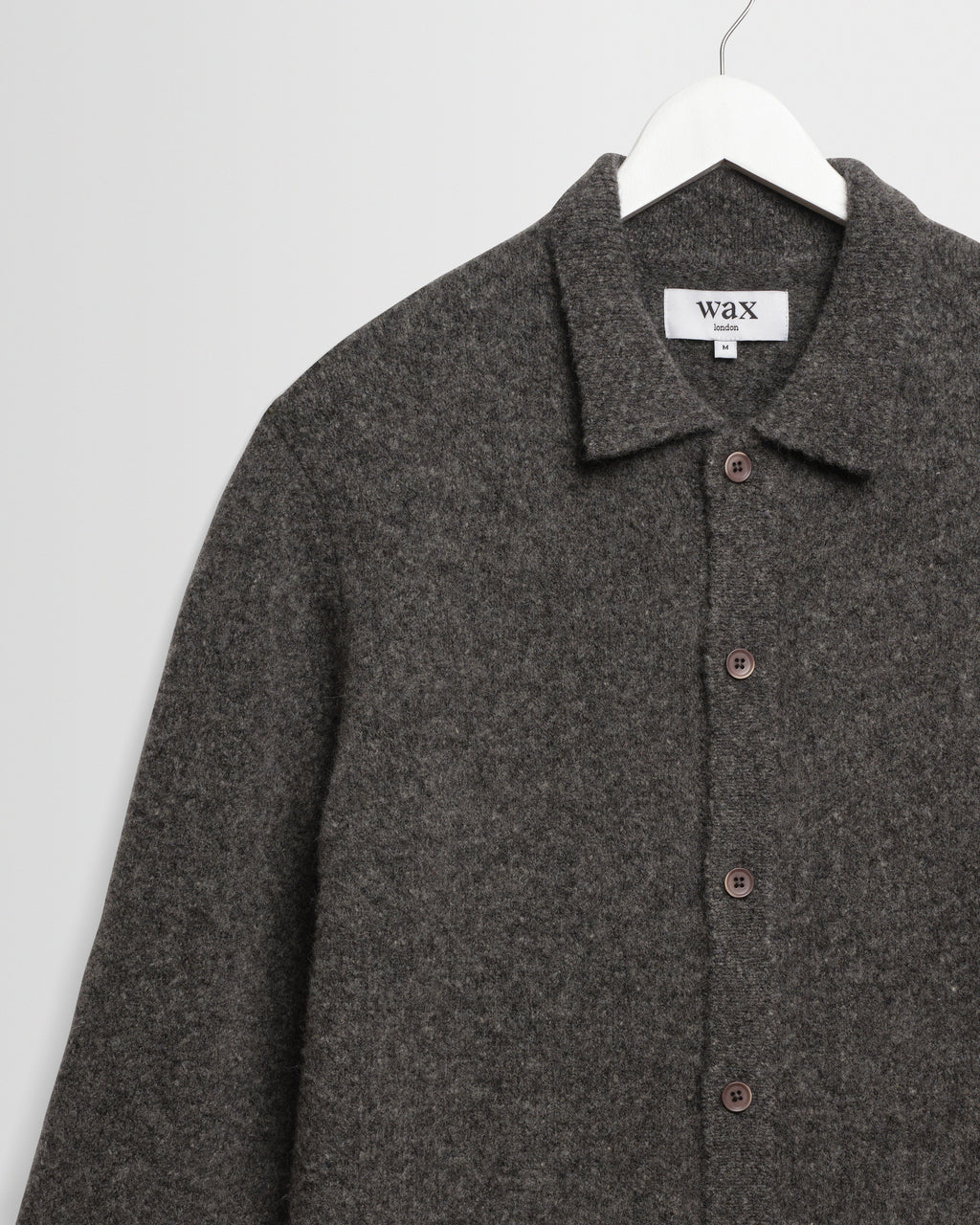 Tristan - Charcoal Fluffy Long-Sleeve Knitted Polo