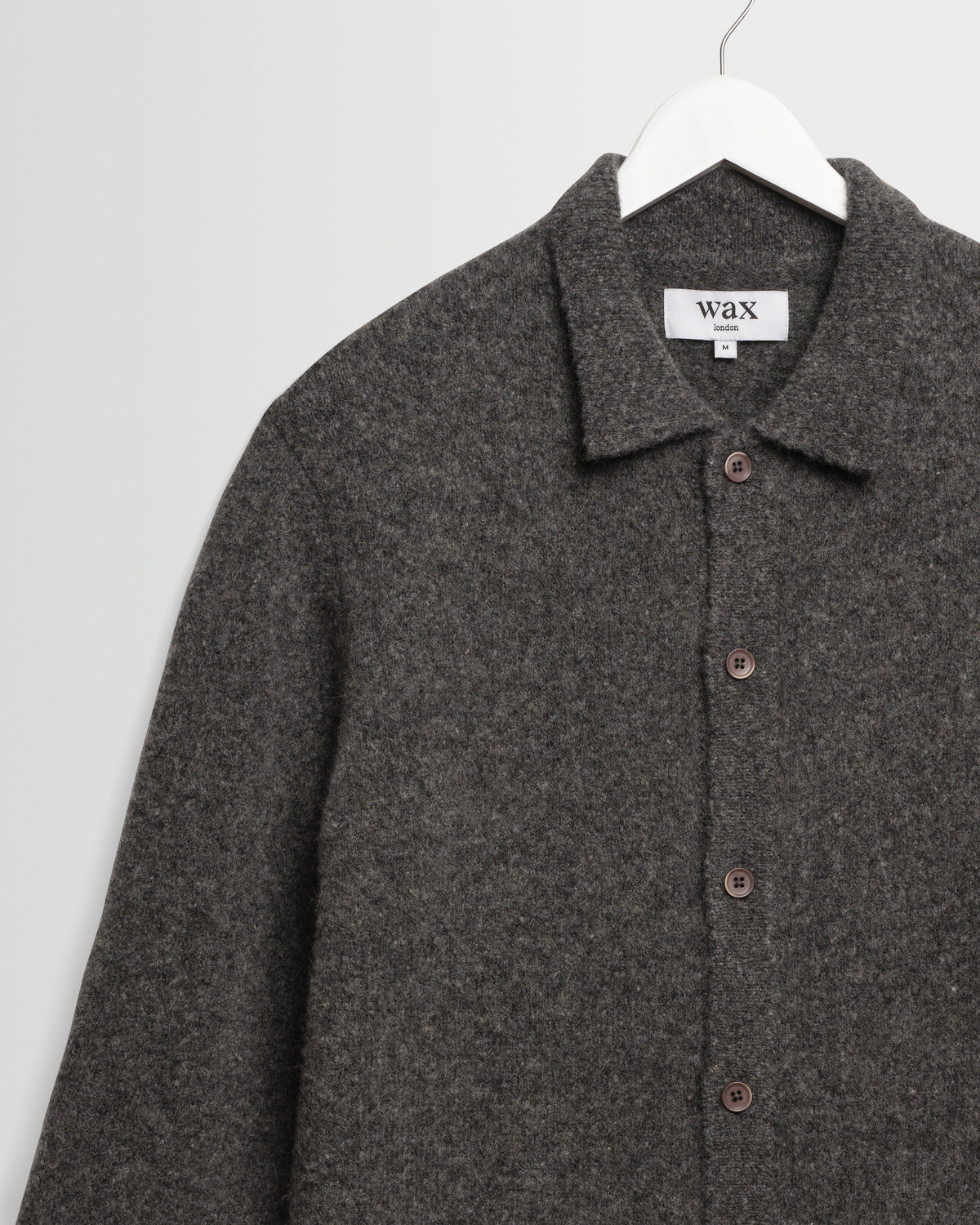 Tristan - Charcoal Fluffy Long-Sleeve Knitted Polo