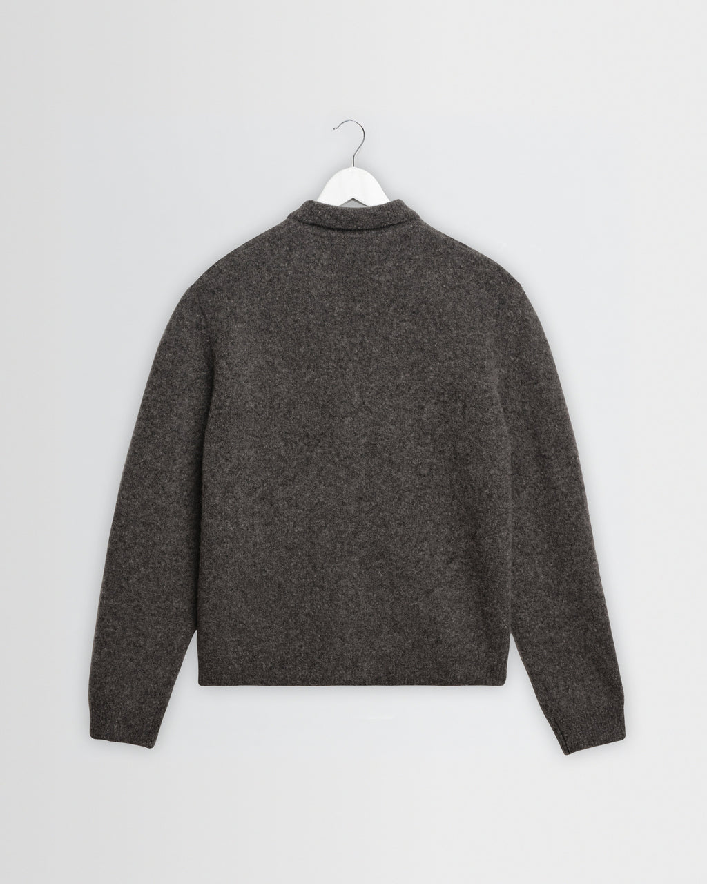 Tristan - Charcoal Fluffy Long-Sleeve Knitted Polo