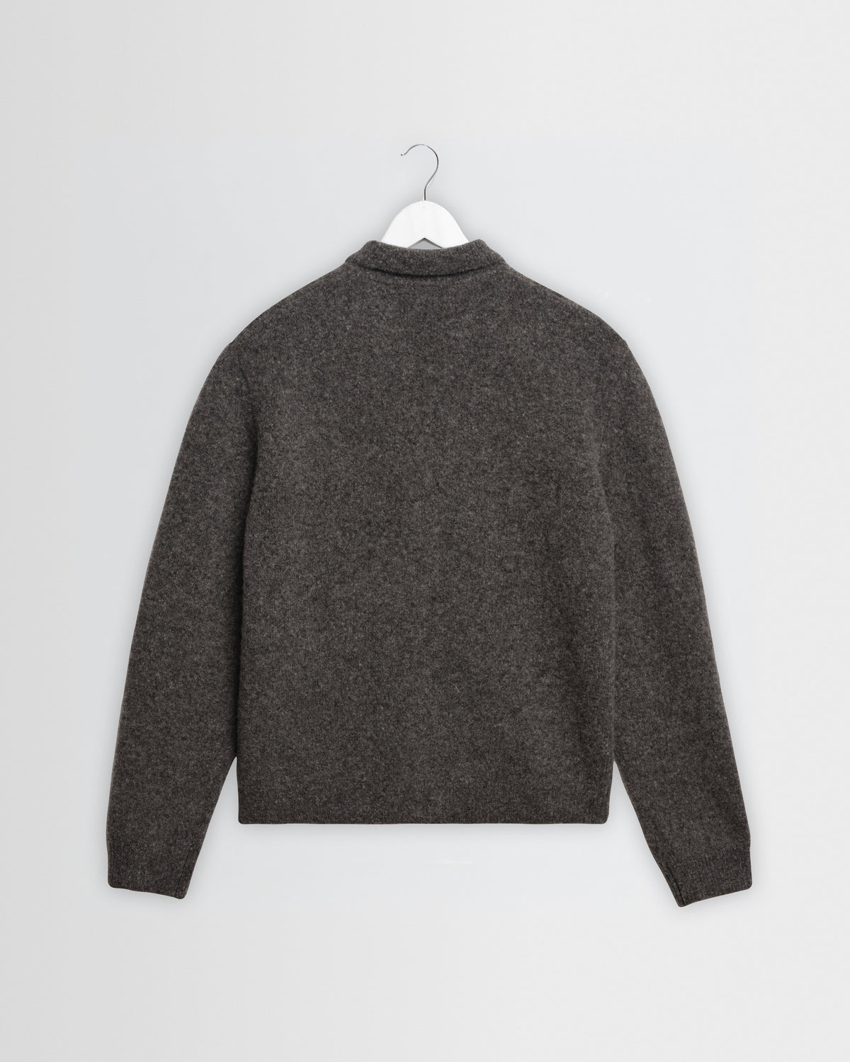 Tristan - Charcoal Fluffy Long-Sleeve Knitted Polo